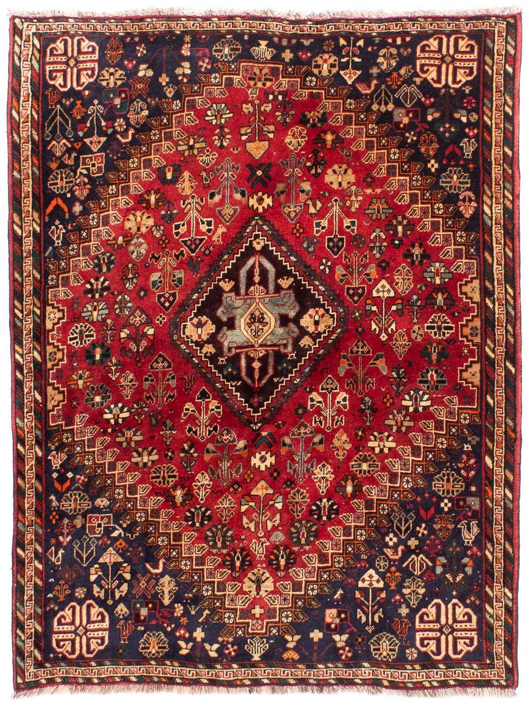 morgenland Orientteppich »Perser - Nomadic - 185 x 138 cm - dunkelrot«, rechteckig, Wohnzimmer, Handgeknüpft, Einzelstück mit Zertifikat