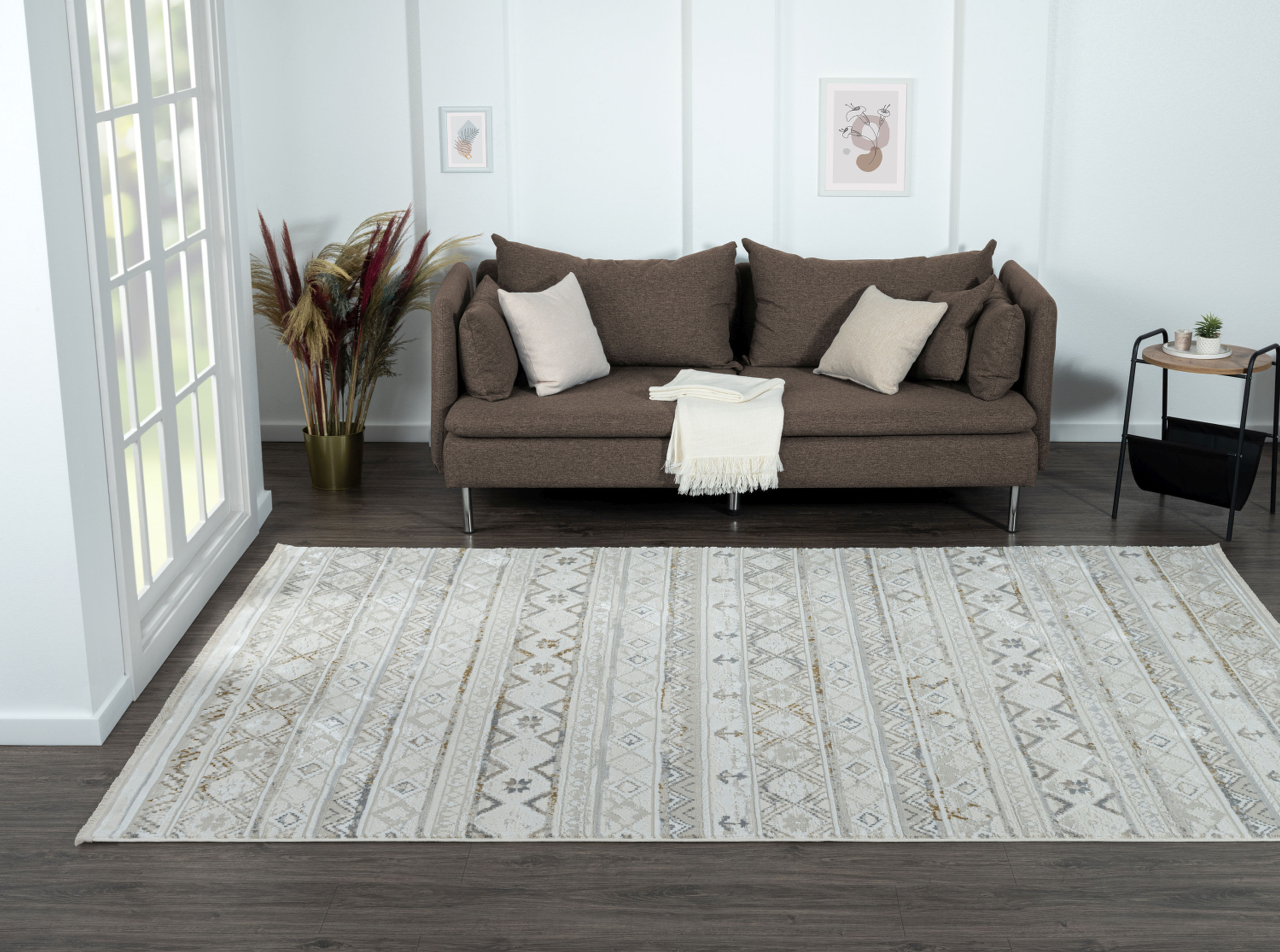 Myflair Möbel & Accessoires Teppich "My Nomady, LAGERRÄUMUNG" rechteckig 10 mm Höhe Kurzflor, Scandi-Design, besonders weich durch Microfaser, mit Fransen
