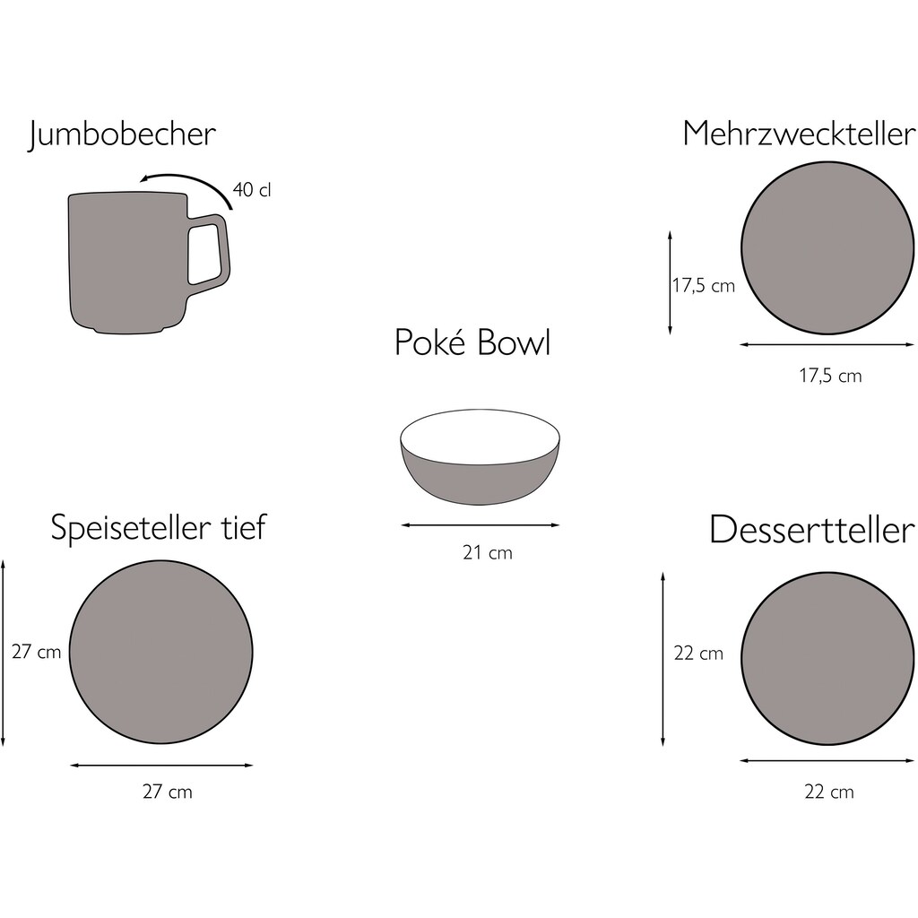 CreaTable Kombiservice »Geschirr-Set Love Bavaria«, (Set, 10 tlg., Kaffeeservice und Tafelservice im Set, für 2 Personen)