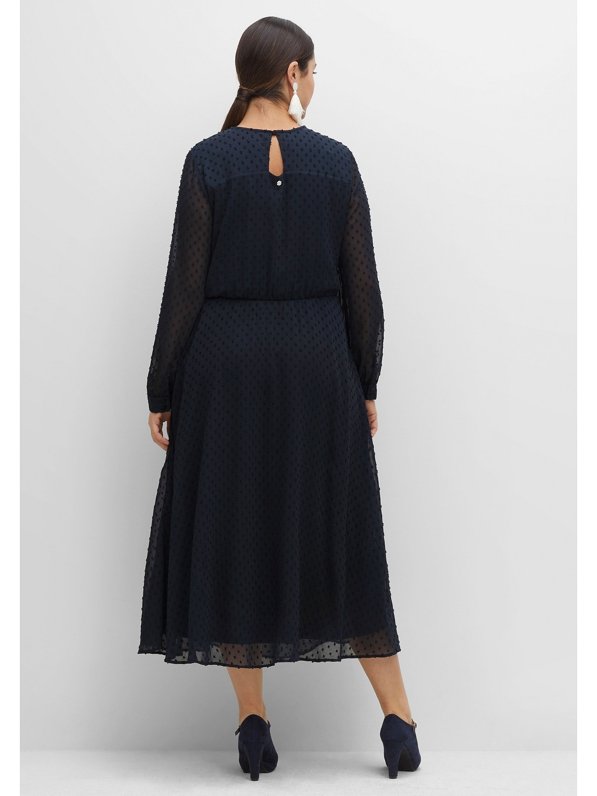 Größen«, BAUR Unterkleid Sheego Chiffon, aus »Große mit Abendkleid | bestellen blickdichtem