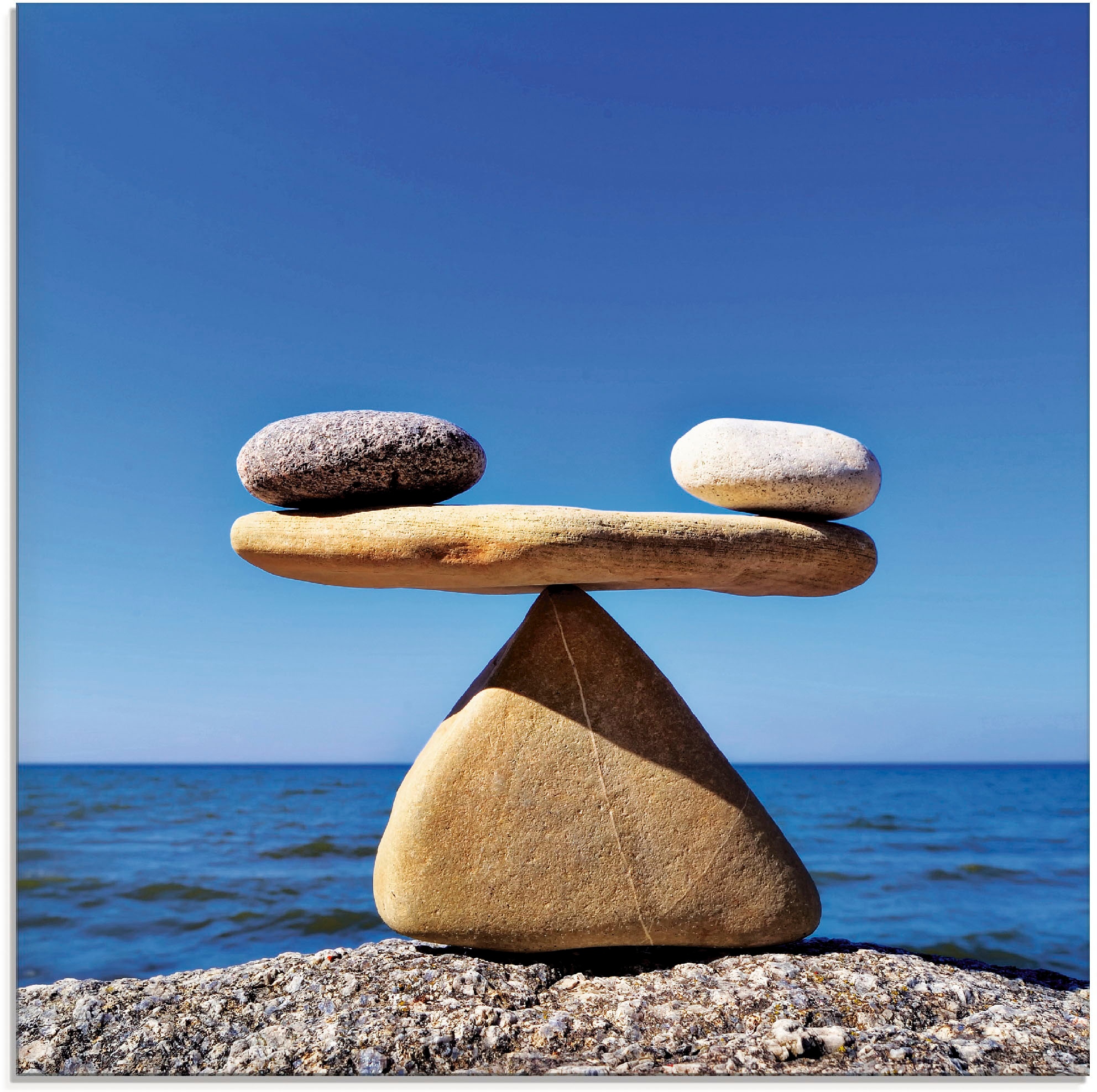 Artland Glasbild "Gleichgewicht - Steine Meer", Zen, (1 St.), in verschiedenen Größen