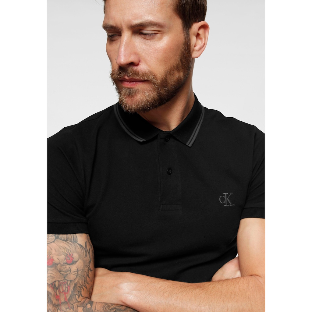 Calvin Klein Jeans Poloshirt »CK ESSENTIAL TIPPING SLIM POLO«, mit Markenstickerei