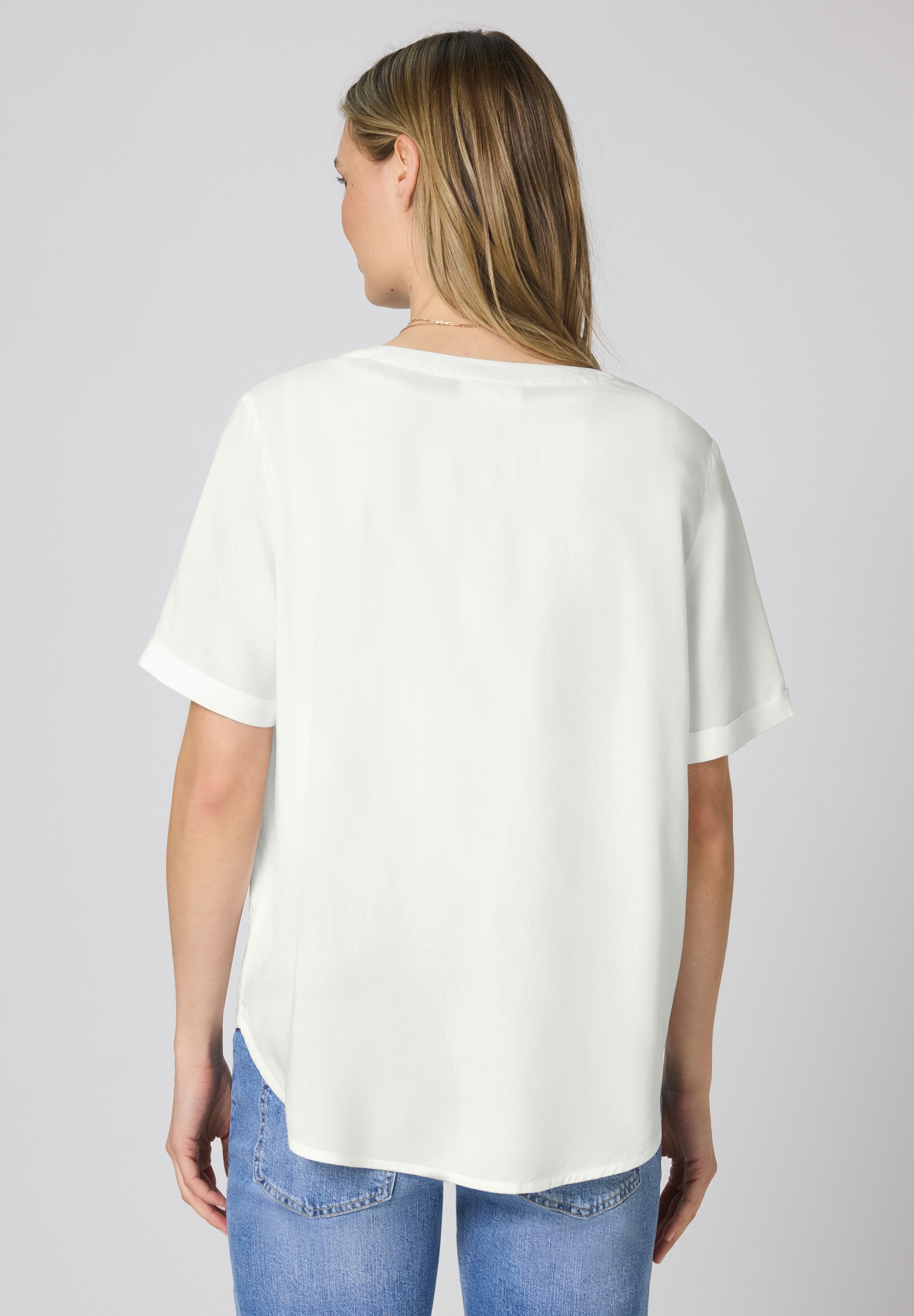 Thumbnail - STREET ONE Kurzarmbluse mit geschlitztem Rundhalsausschnitt