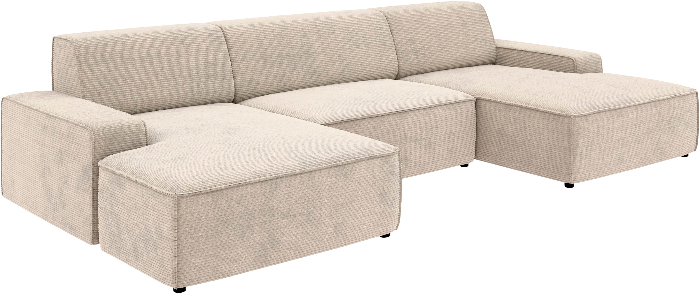 TRENDMANUFAKTUR Wohnlandschaft »Graz, wahlweise mit Sitzvorschub und Bettkasten, U-Form, Breite 329 cm«, in Cord-, haustierfreundlichem LEO Struktur- oder LUMOS-3D-Bezug
