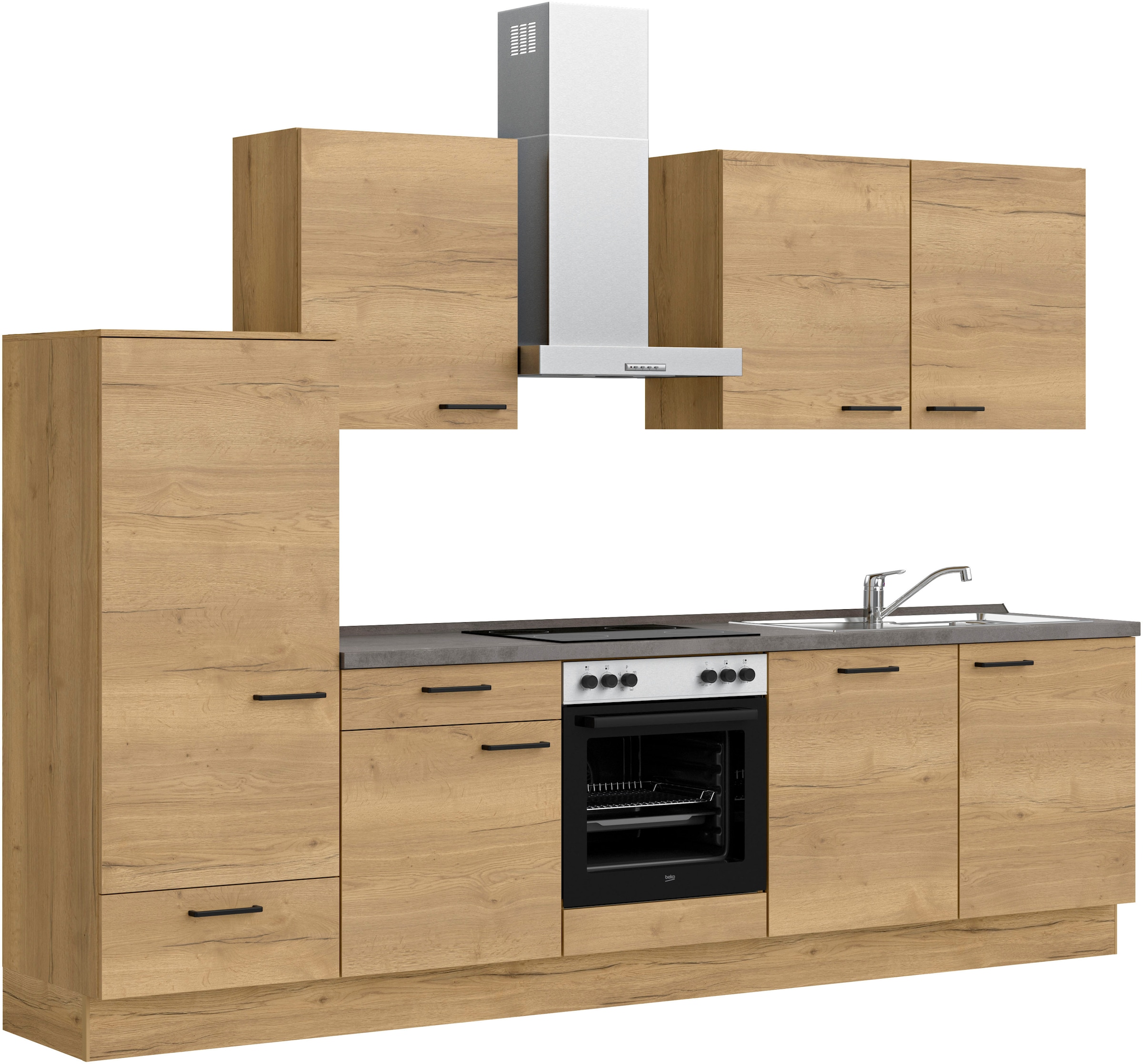 nobilia® Küchenzeile »"Structura I"«, vormontiert, Ausrichtung wählbar, Breite 300 cm, wahlw. mit E-Geräten