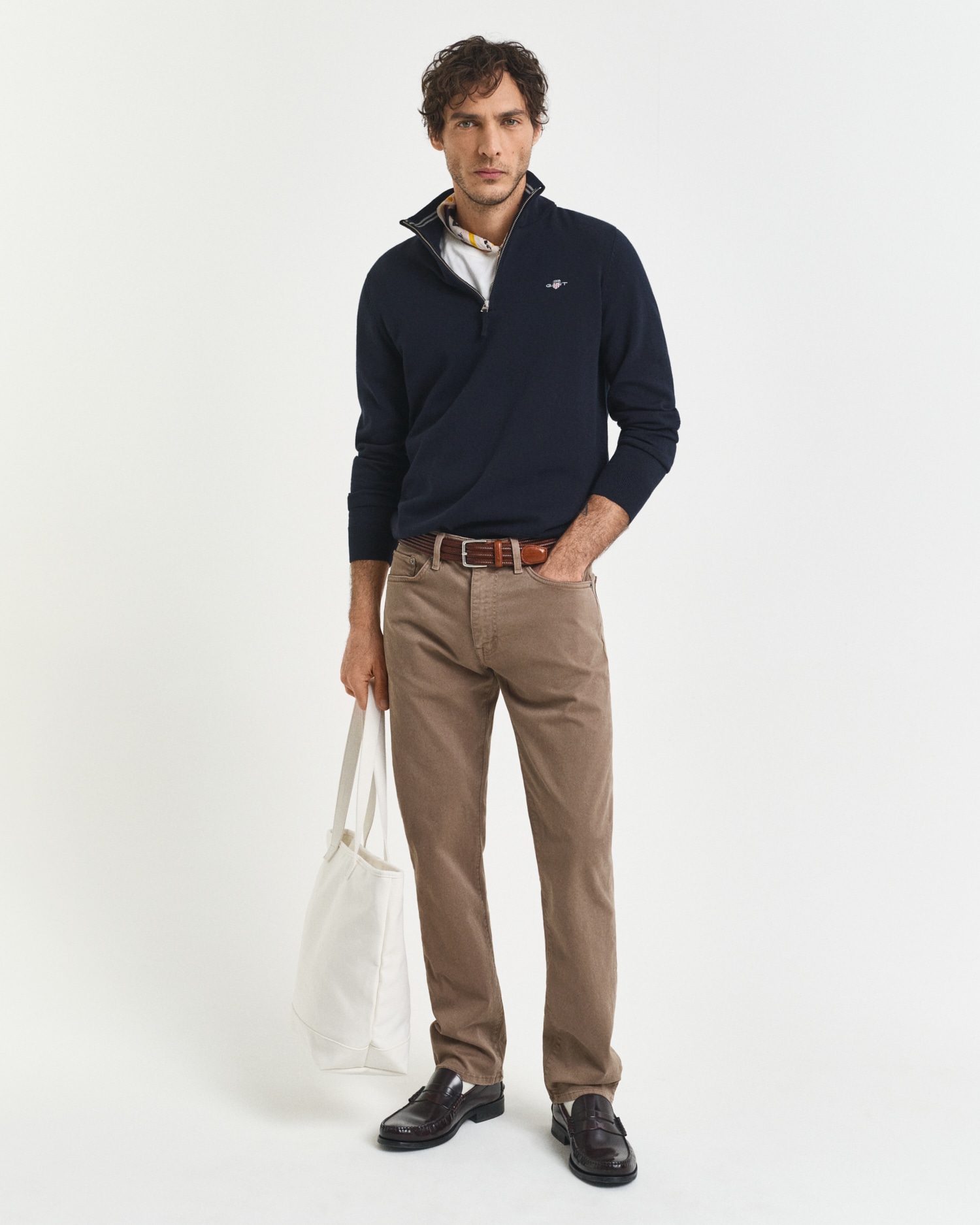 Gant Troyer »CLASSIC COTTON HALF ZIP«, mit gerippten Details