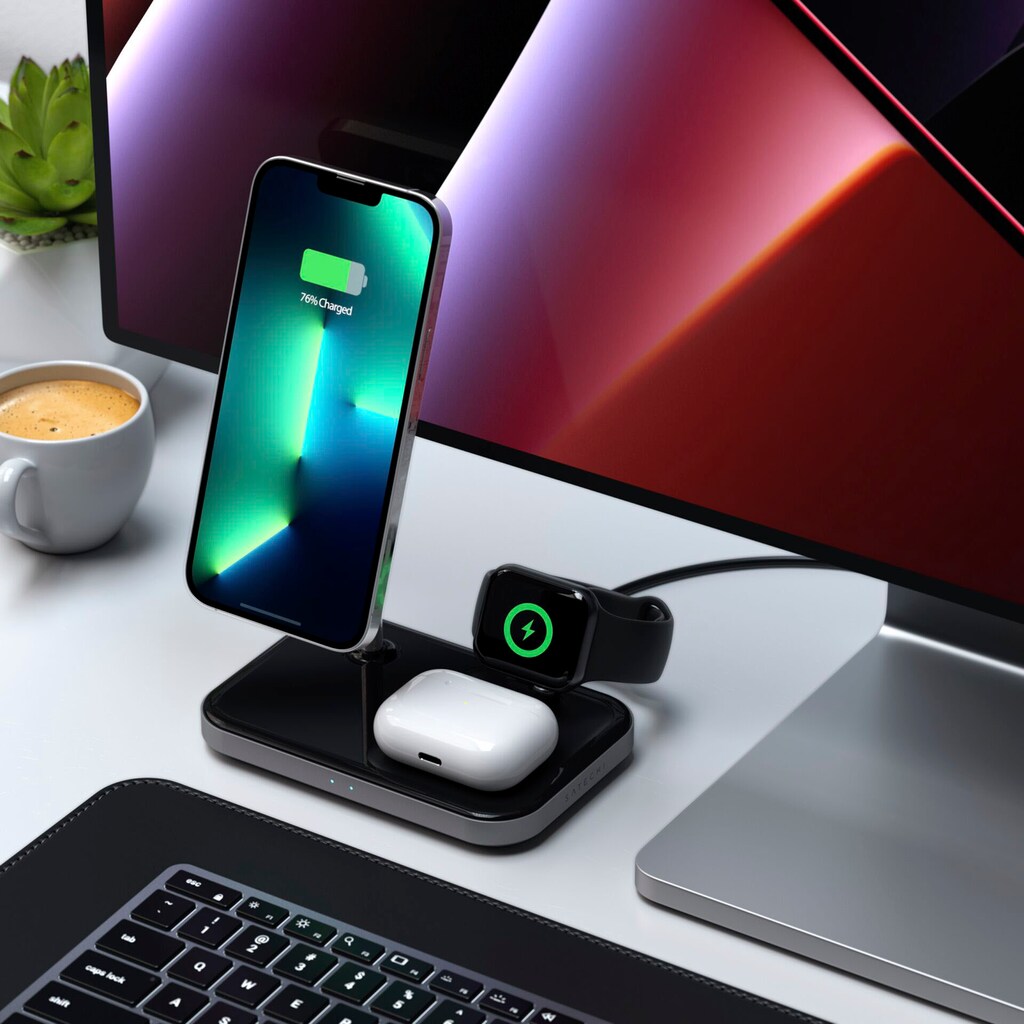 Satechi Wireless Charger »3-in-1 Magnetic Wireless Charging Stand«, (1 St.)