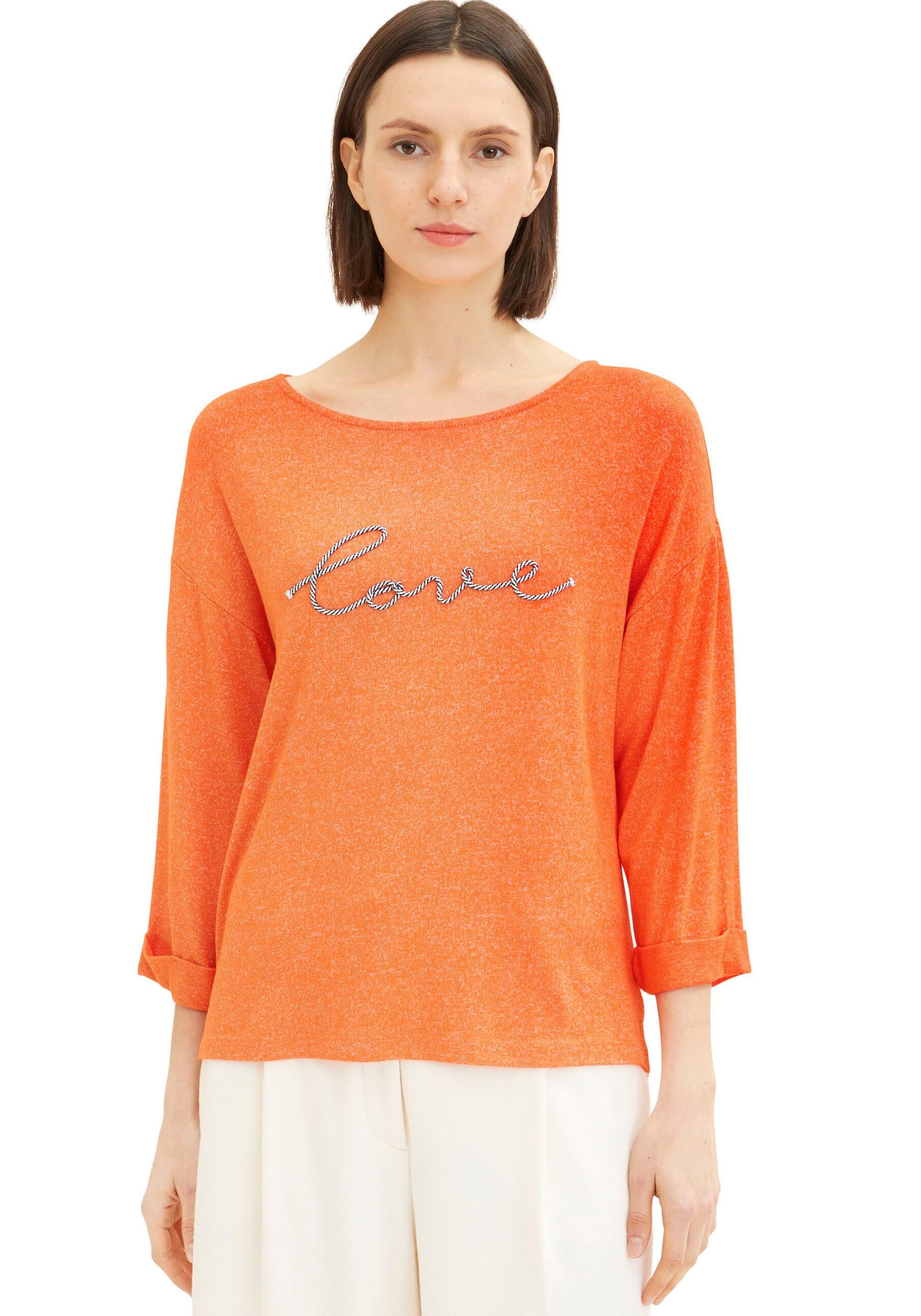 TOM TAILOR 3/4-Arm-Shirt, mit aufgesticktem Schriftzug kaufen