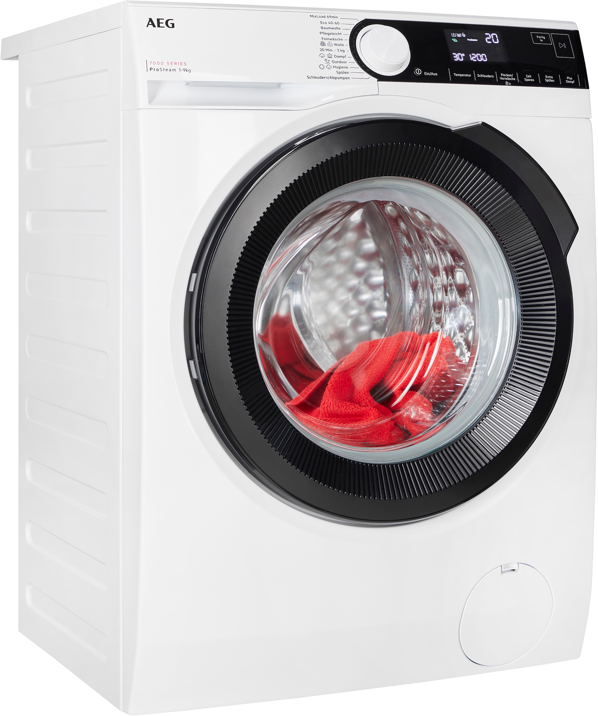 AEG Waschmaschine 7000 ProSteam "LR7GA49FL" 9 kg 1400 U/min ProSteam: Auffrischen mit Dampf statt Waschen und 96 % Wasser sparen