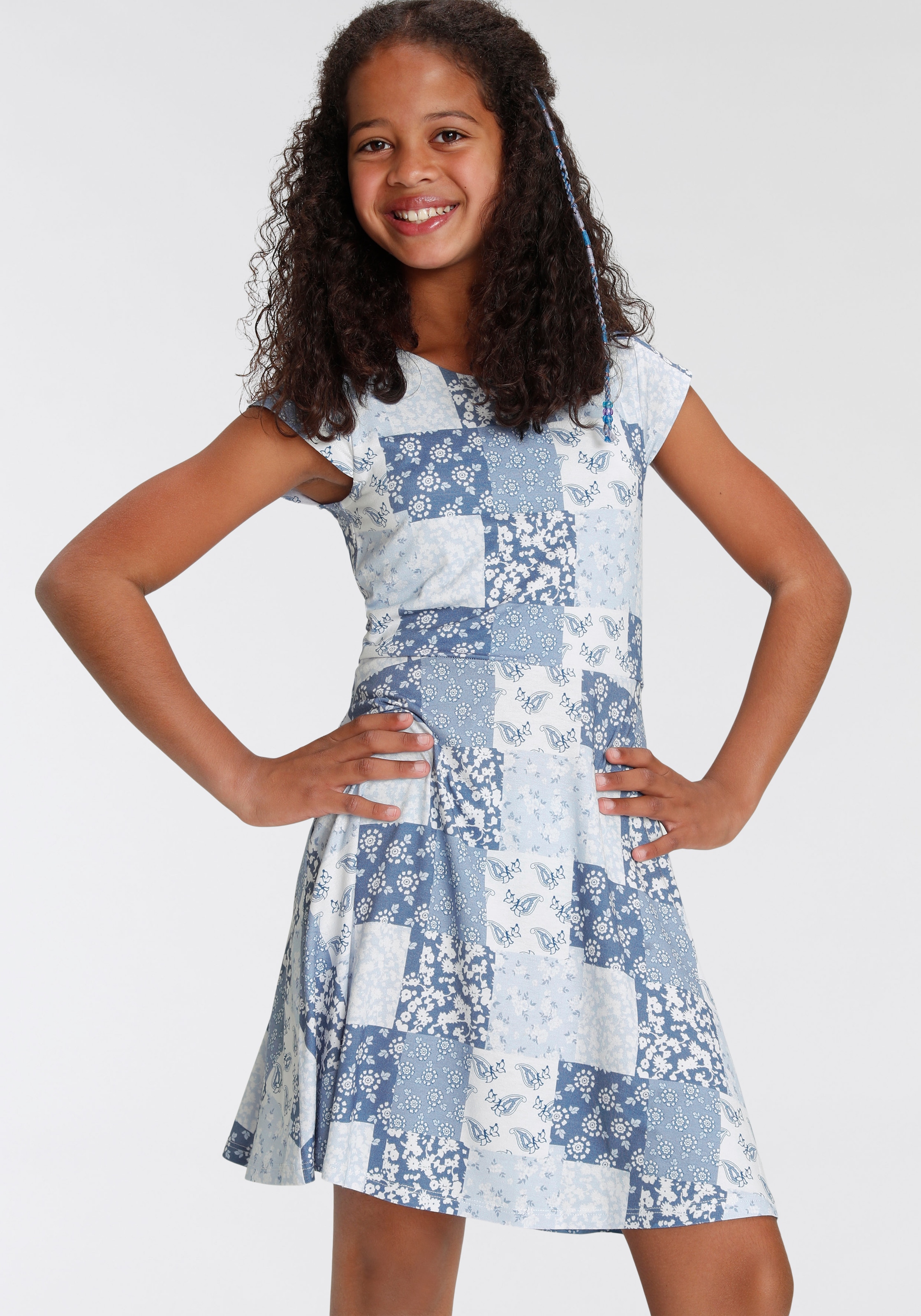 KIDSWORLD Jerseykleid »Patchwork«, mit Blumen bedruckt ▷ für | BAUR