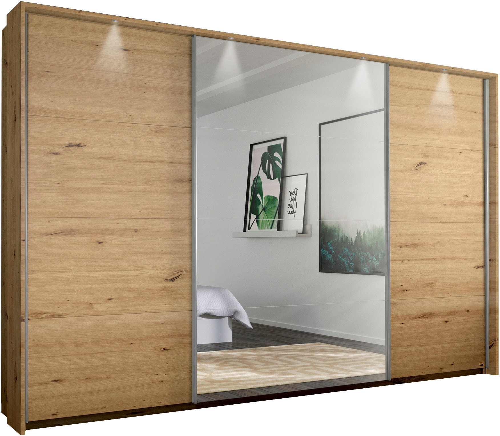 OTTO home Kleiderschrank "Mehrzweckschrank Aktenschrank Möbel Mietswohnung Schlafzimmer CORTONA" erhältlich in Breite 211/278/323/368 cm, Höhe: 214/233 cm, inkl. Passepartout und Zubehör, optionale Beleuchtung MADE IN GERMANY
