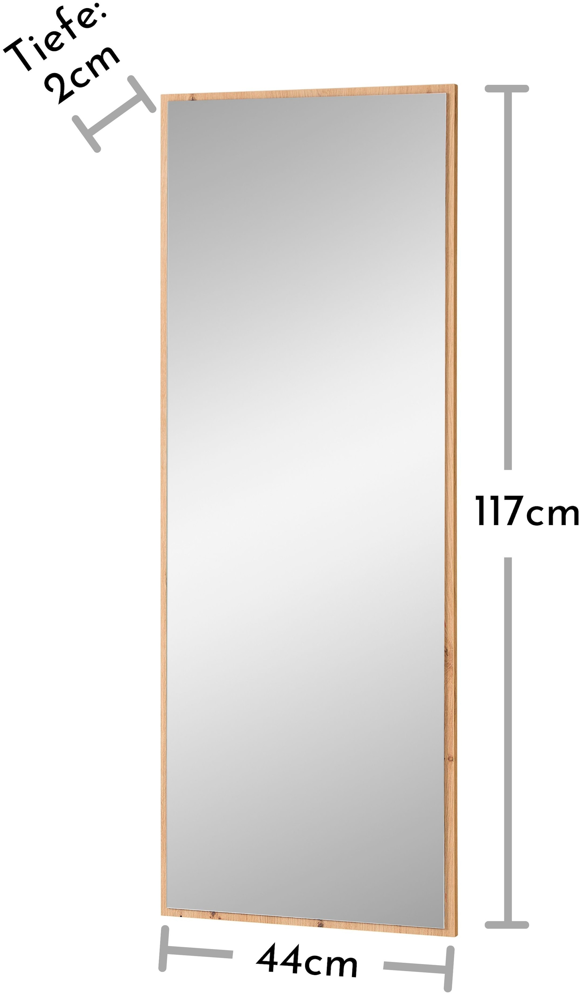Innostyle Garderobenspiegel »BARI Wandspiegel«, (1 St.), Spiegelfläche 44 x 117 cm