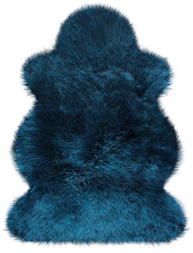 Fellteppich HEITMANN FELLE "Lammfell farbig - Premium Qualität" Gr. 41, blau, B:68cm H:70mm L:100cm, Lammfell, Teppiche, Fellteppich, echtes Austral. Lammfell, besonders dicht & weich, verschiedene Größen