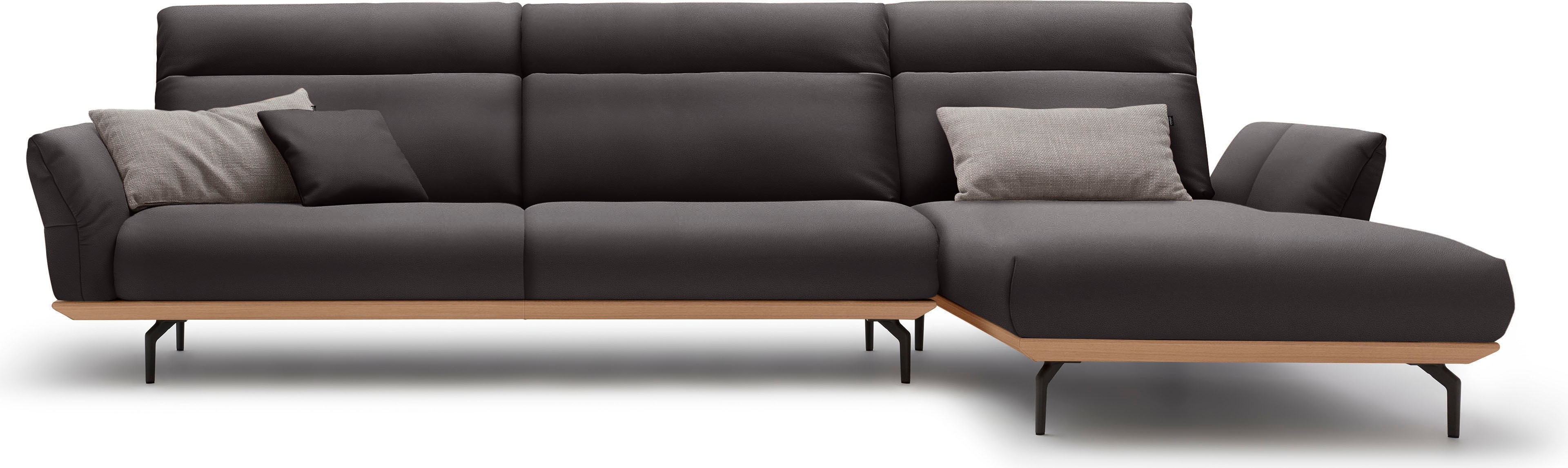 Creation BY ROLF BENZ Ecksofa "CR.460, Design-Sofa der Extraklasse, verstellbare Rückenlehne, L-Form" Sockel in Eiche, Winkelfüße in Umbragrau, Breite 338 cm