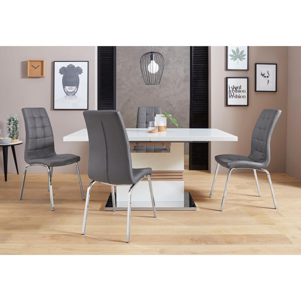 INOSIGN Essgruppe »Perez/Lila«, (Set, 5 tlg.), mit 4 Stühlen, Tisch ausziehbar, Breite 160-200 cm