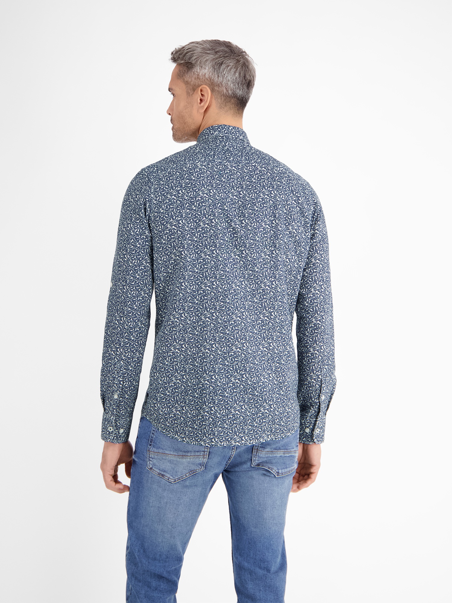 LERROS Langarmhemd »LERROS Langarmhemd mit Haifischkragen, floral bedruckt«
