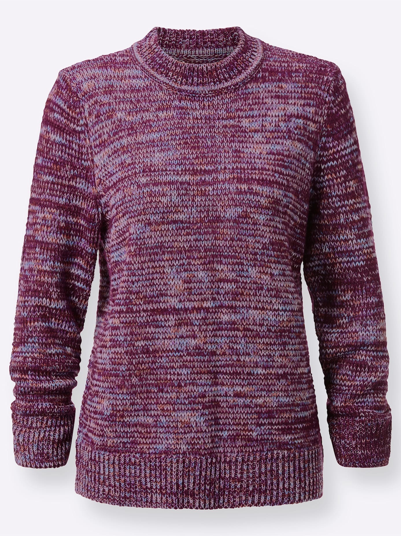 Stehkragenpullover CASUAL LOOKS "Pullover", Damen, Gr. 54, lila (brombeer, meliert), 100% Polyacryl, gemustert, mehrfarbig, Pullover Stehkragenpullover 3