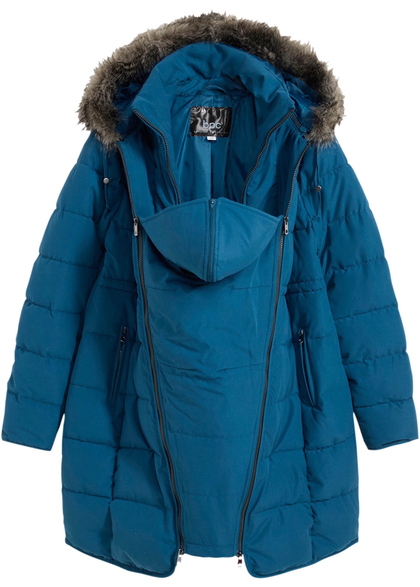 bonprix Umstandsjacke »3-in-1 warm wattierte Umstands- und Tragejacke« mit Kapuze Wattierte warme Winterjacke 3-in-1 warm Umstands- und Tragefunktion