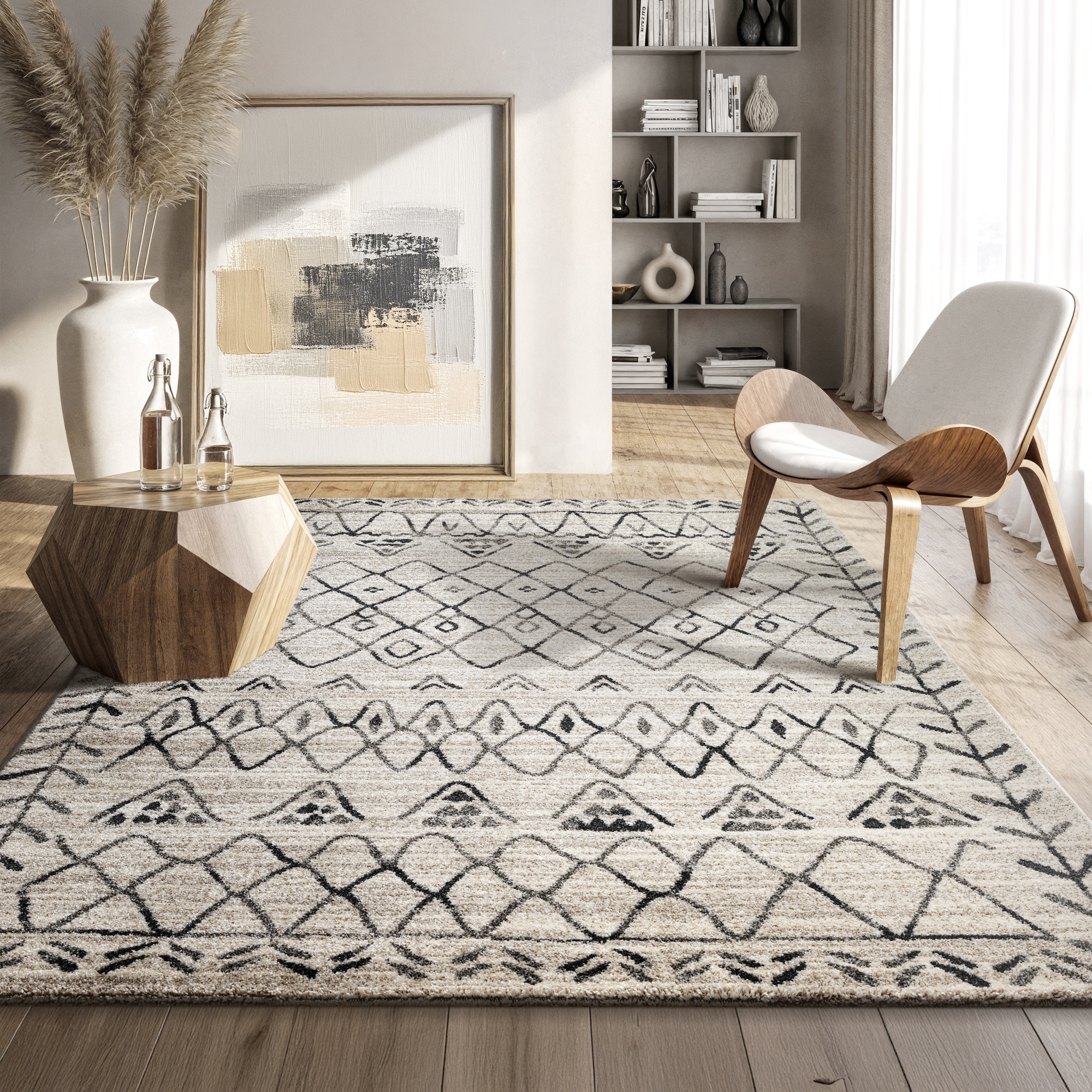 Sanat Teppich »Boho 8200« rechteckig 10 mm Höhe Kurzflor, robust, Boho, Scandic, für Fussbodenheizung geeignet