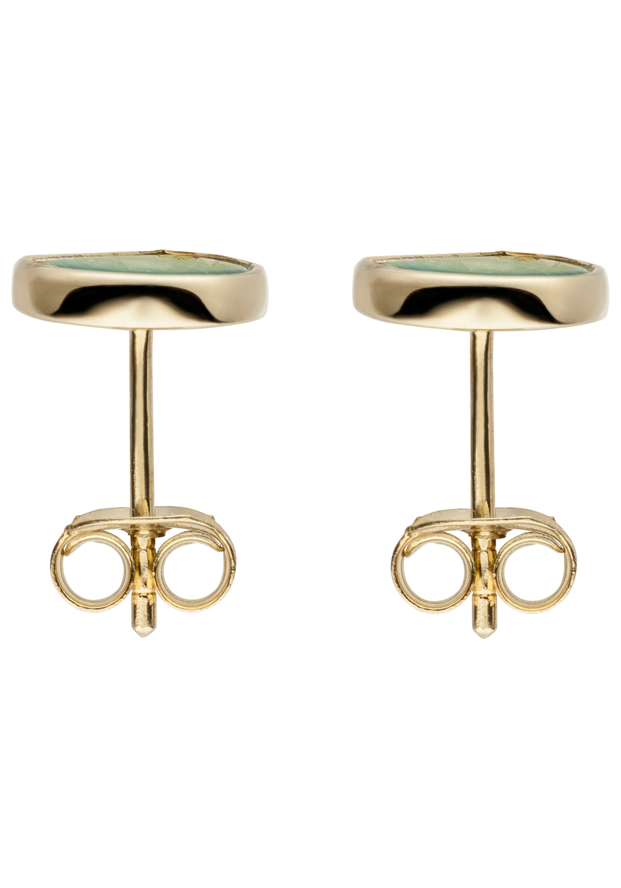 JOBO Paar Ohrstecker 925 Silber vergoldet mit Malachit-Einlagen