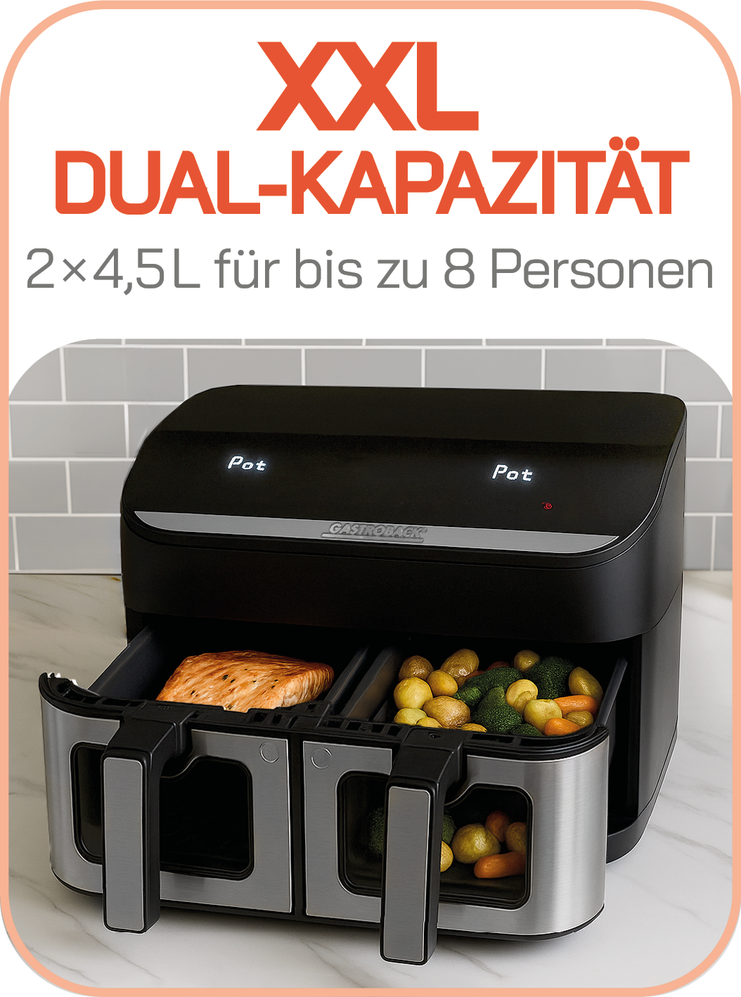 Gastroback Heißluftfritteuse »42585 HEAT & CRISP FAMILY 8 L« 2900 W