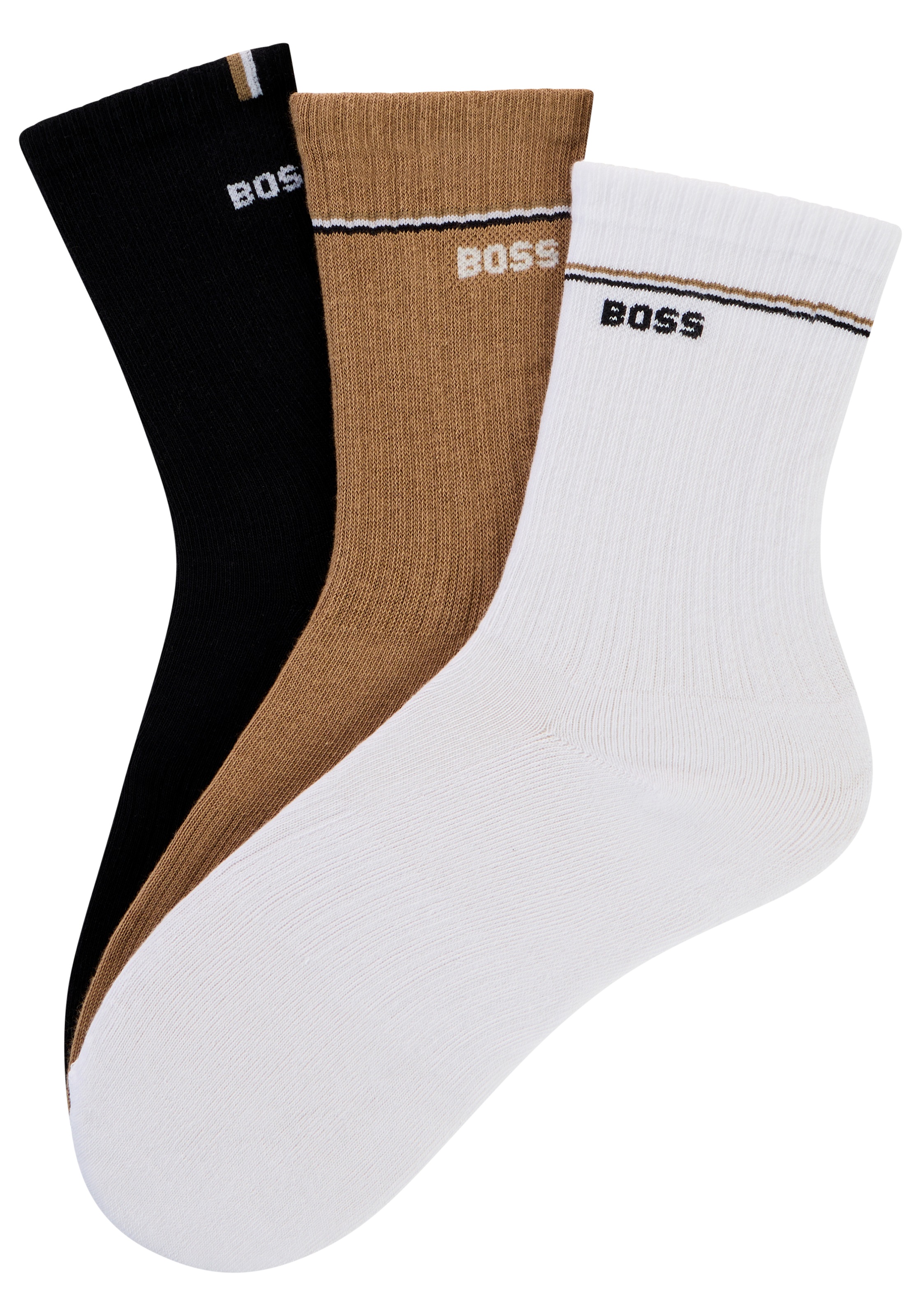 BOSS Basicsocken "3P QS Iconic CC SP W" 3 Paar tlg. kontrastfarbene Details günstig online kaufen
