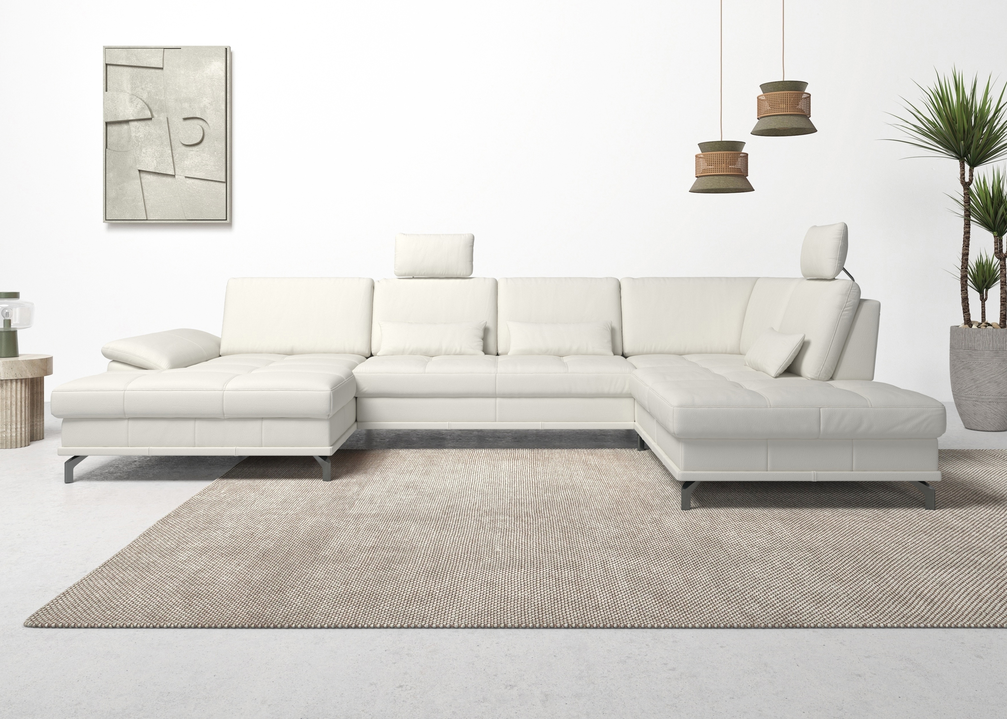 OTTO home Wohnlandschaft "Costello U-Form, B: 363 cm mit Sitztiefen-, Armteilverstellung &" 3 Nierenkissen, optional Schlaffunktion & Bettkasten