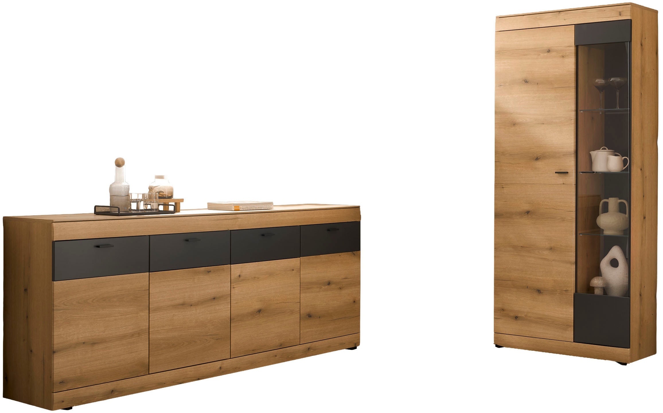 Home affaire Wohnwand "Soleto, zeitlose Anbauwand, Komplettset im modernen Stil" Komplett-Set, 2 Stk. tlg.