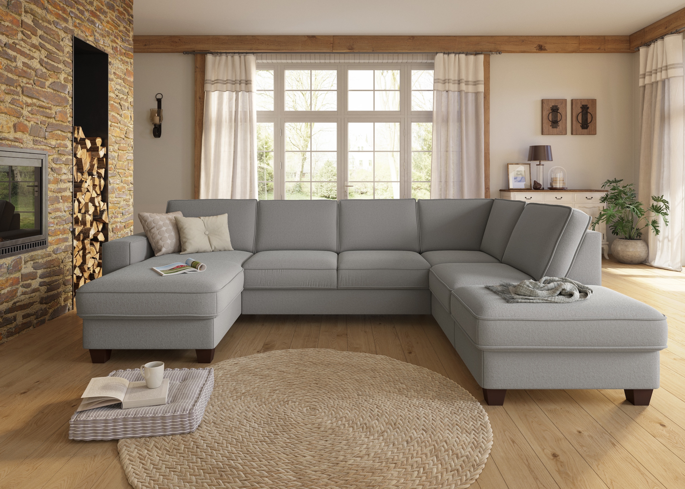 Home affaire Wohnlandschaft "County U-Form" wahlweise Ottomane links oder r günstig online kaufen