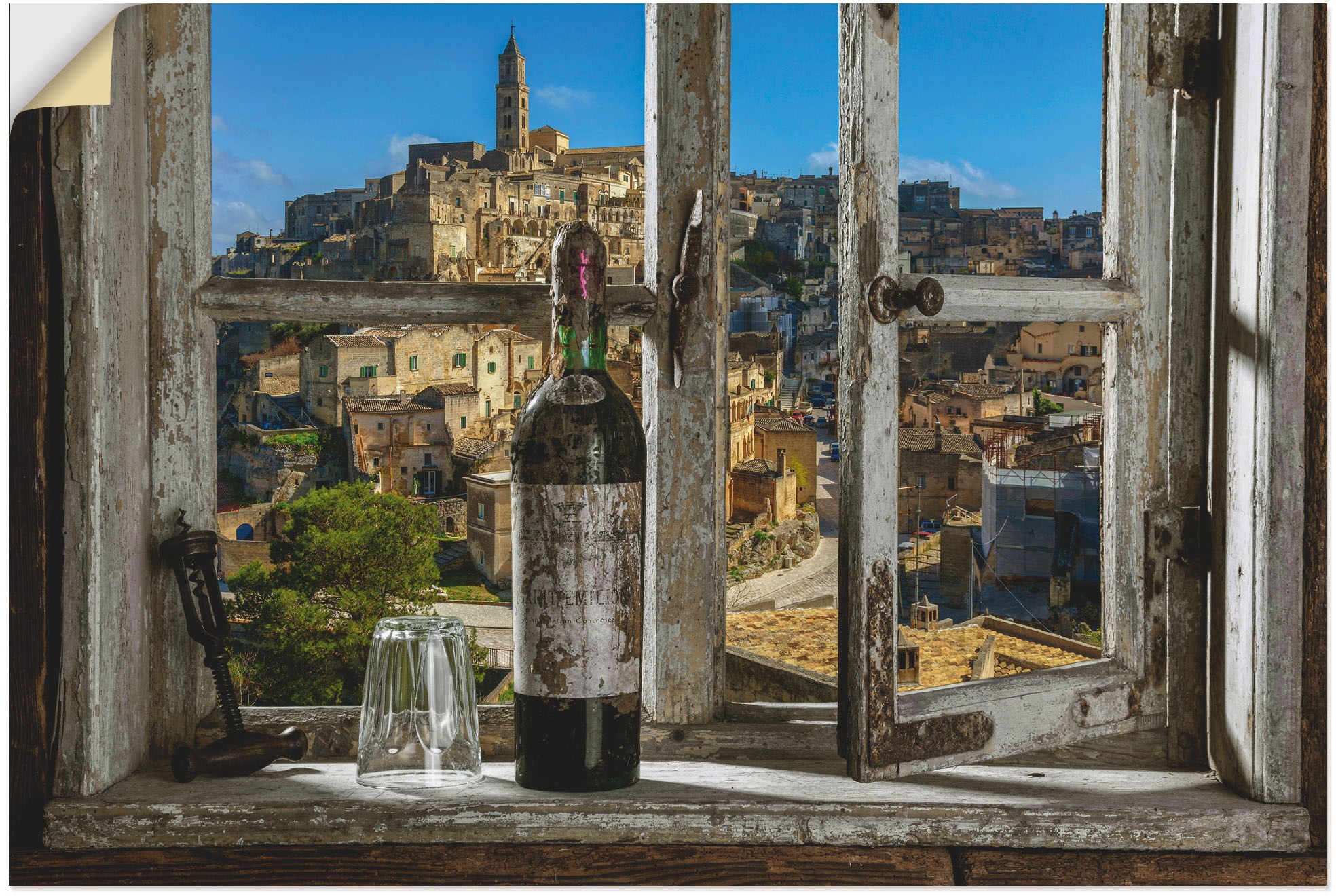 Artland Wandbild »Blick aus dem Fenster Matera, Italien«, Fenster & Türen, (1 St.), als Alubild, Outdoorbild, Leinwandbild, Poster, Wandaufkleber