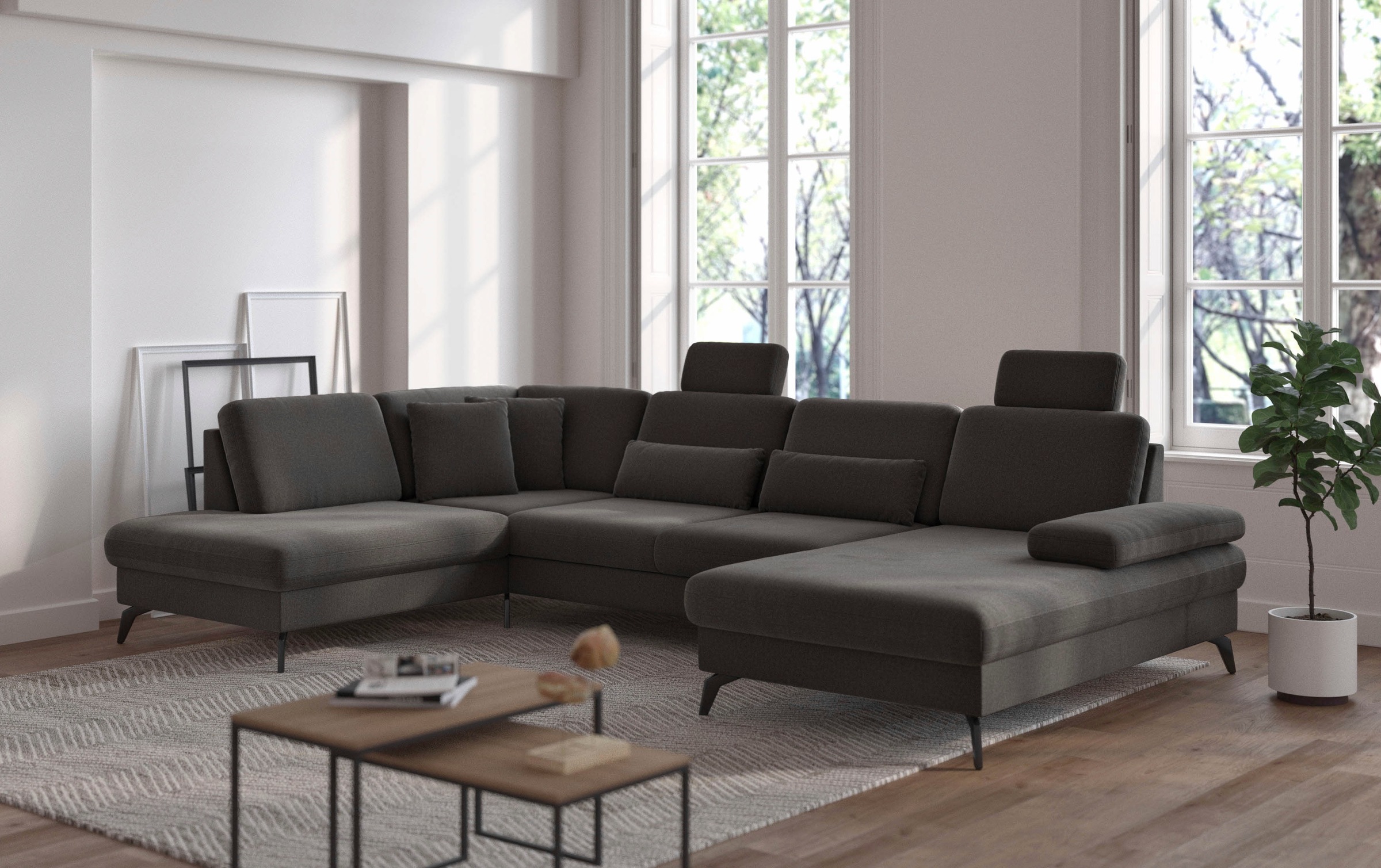 sit&more Wohnlandschaft »Morris U-Form, inkl. Sitztiefenverstellung«, wahlweise mit Armteilverstellung, Bettfunktion & Bettkasten