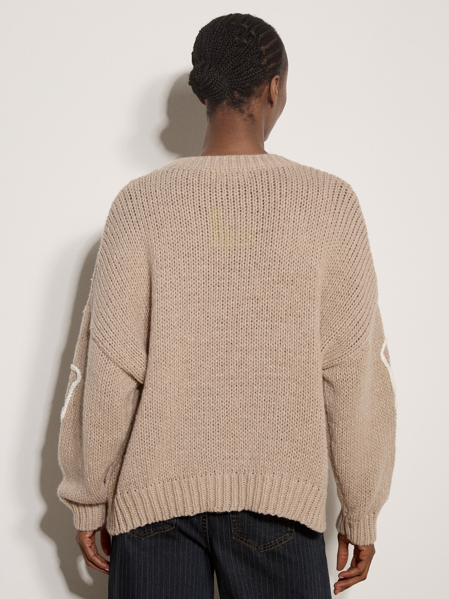 Apricot Strickpullover »Oversized-Pullover mit Cornelli-Stickerei« mit U-Boot-Ausschnitt