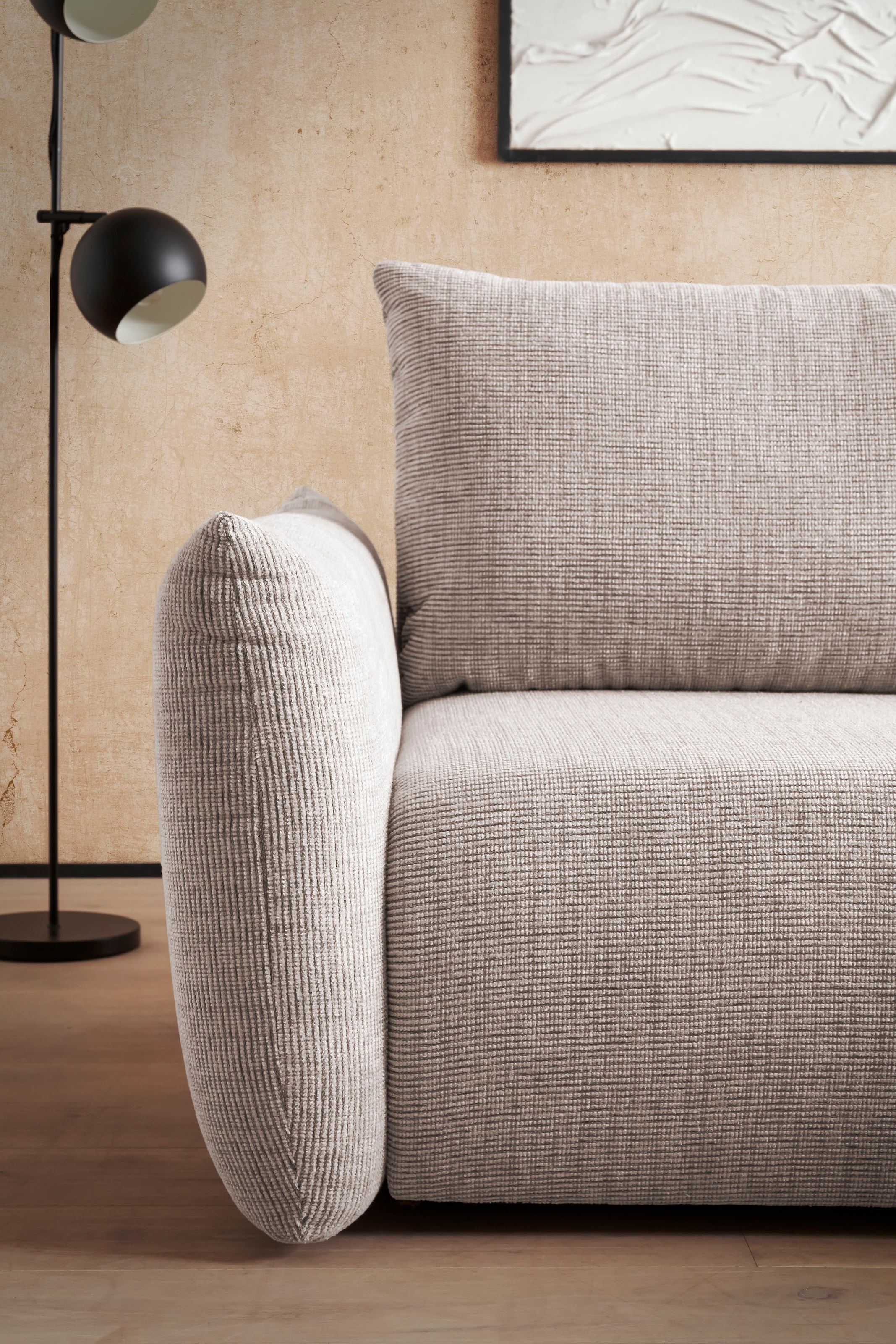INOSIGN Ecksofa »MAVAS Schlafsofa mit Bettkasten, L-Form,«, ca.257/127cm (Liegefläche 212/145 cm), Cord, Chenille, Struktur
