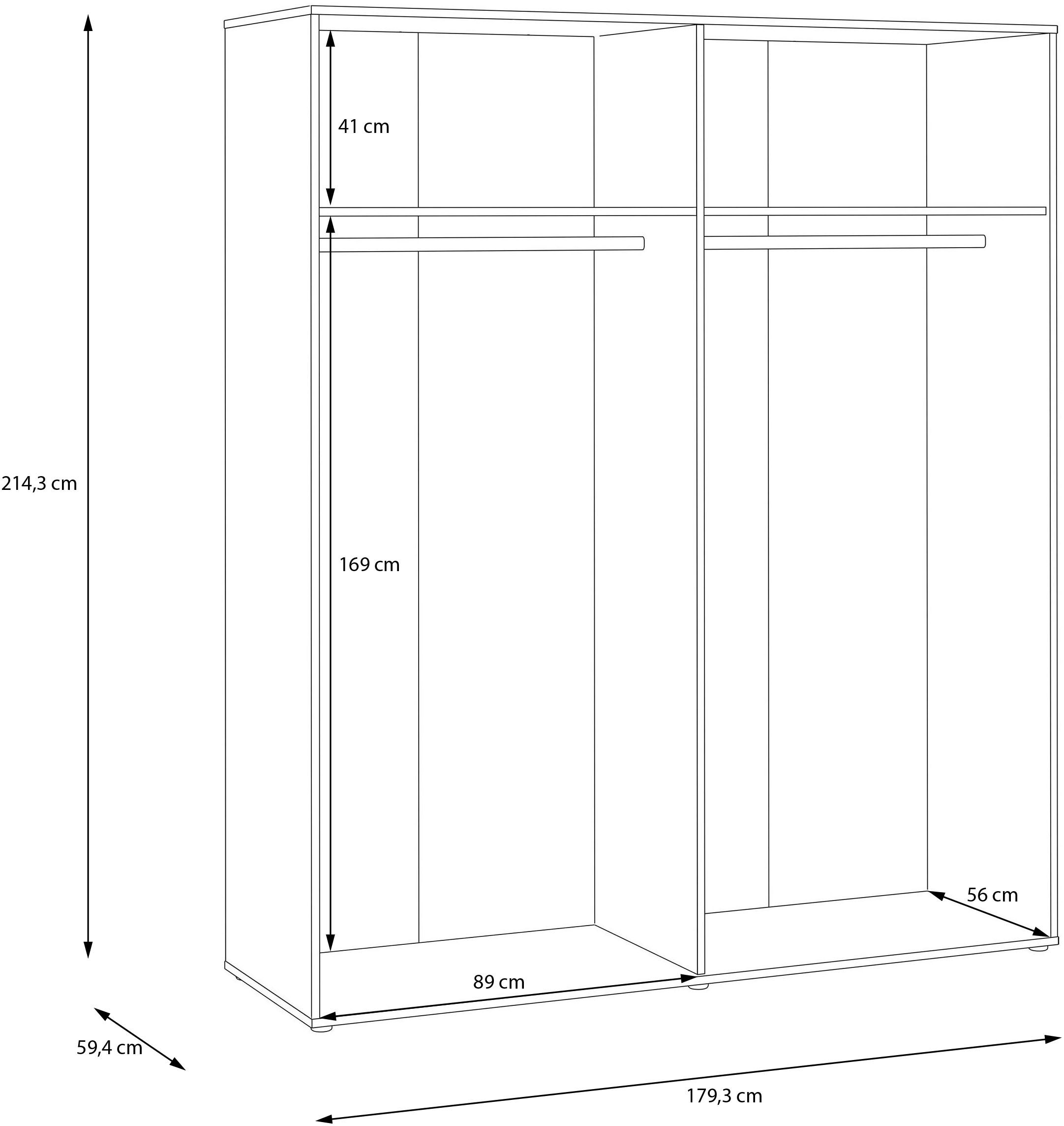 FORTE »Forte Seravel Drehtürenschrank, Lamellenoptik, 4 Türen« B/H/T 179,3/214,3/59,4 cm, Zubehör optional bestellbar