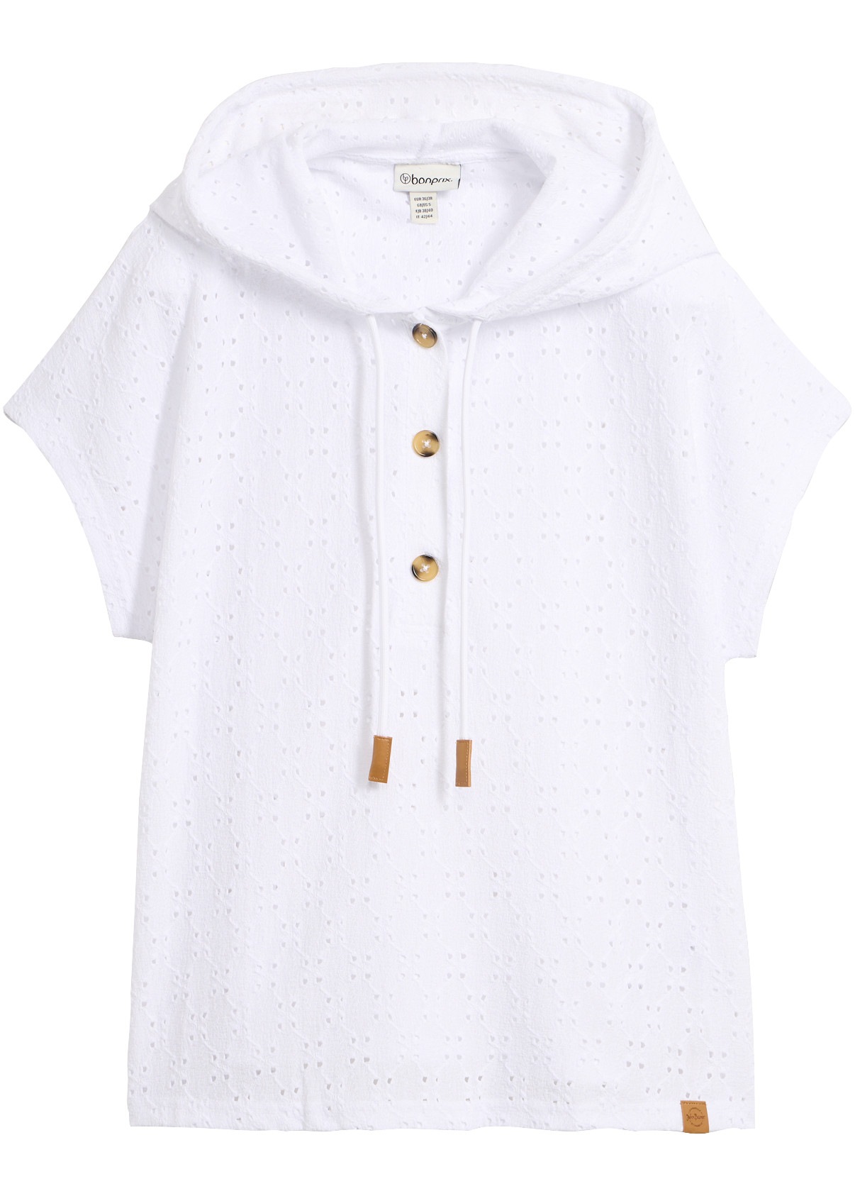 bonprix Henleyshirt lockerer Schnitt, Oversize-Passform, mit Kapuze, Kurzarm-Design