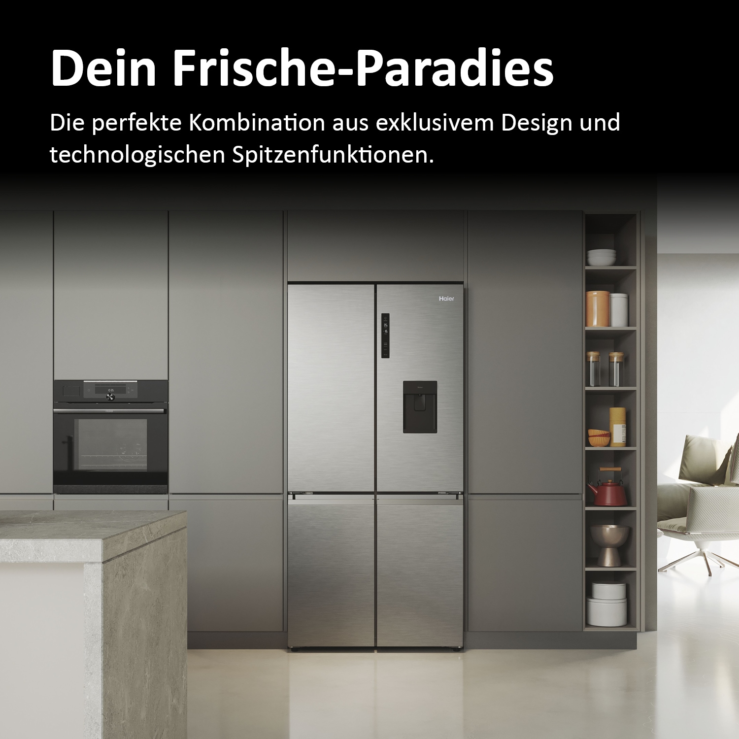 Haier Multi Door CUBE 90 SERIES 5 »HCR5919EHMP«, 190 cm hoch, 91 cm breit, Nutzinhalt: 525 Liter, Wasserdispenser