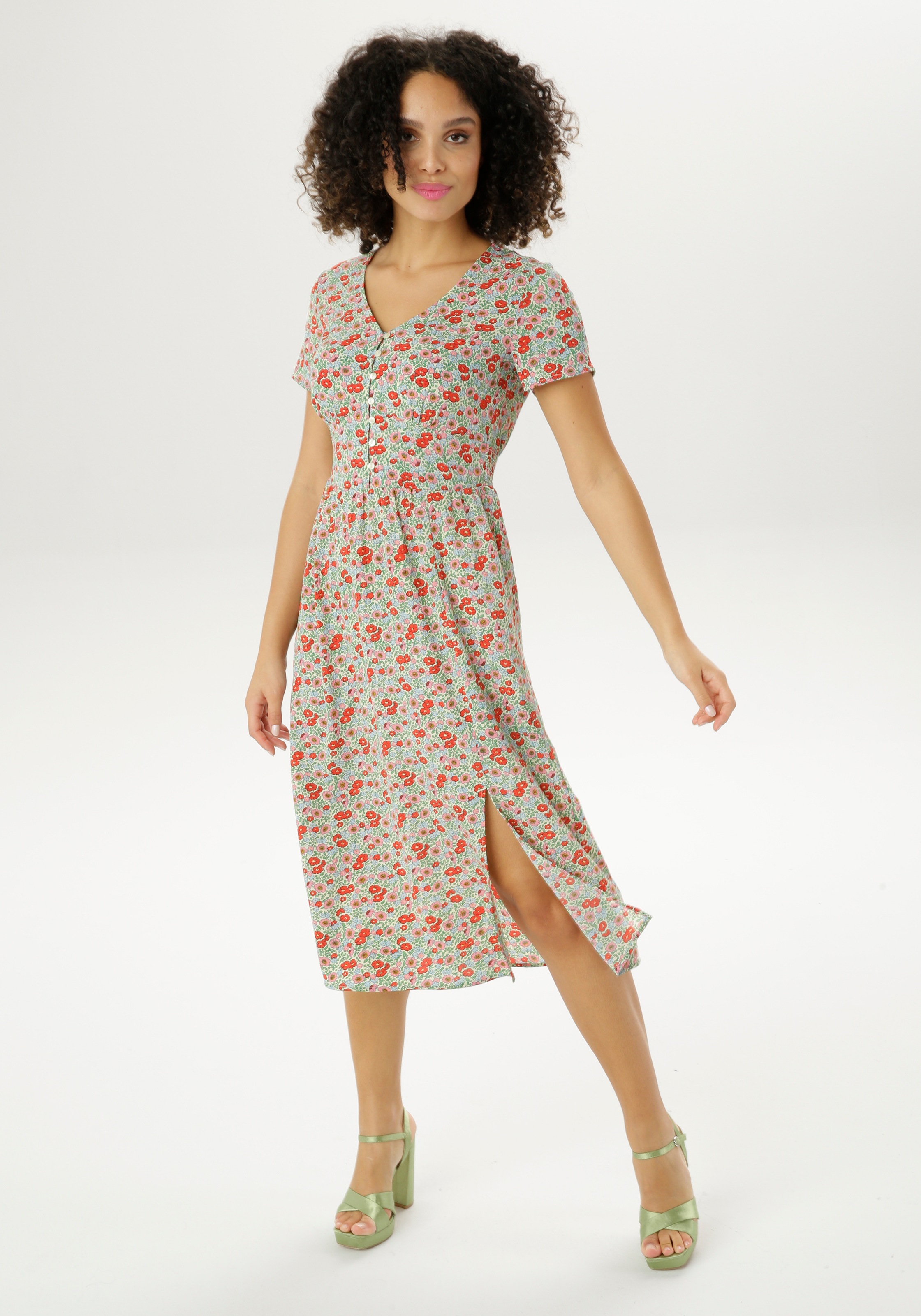 Aniston CASUAL Sommerkleid, mit bunten Blümchen bedruckt