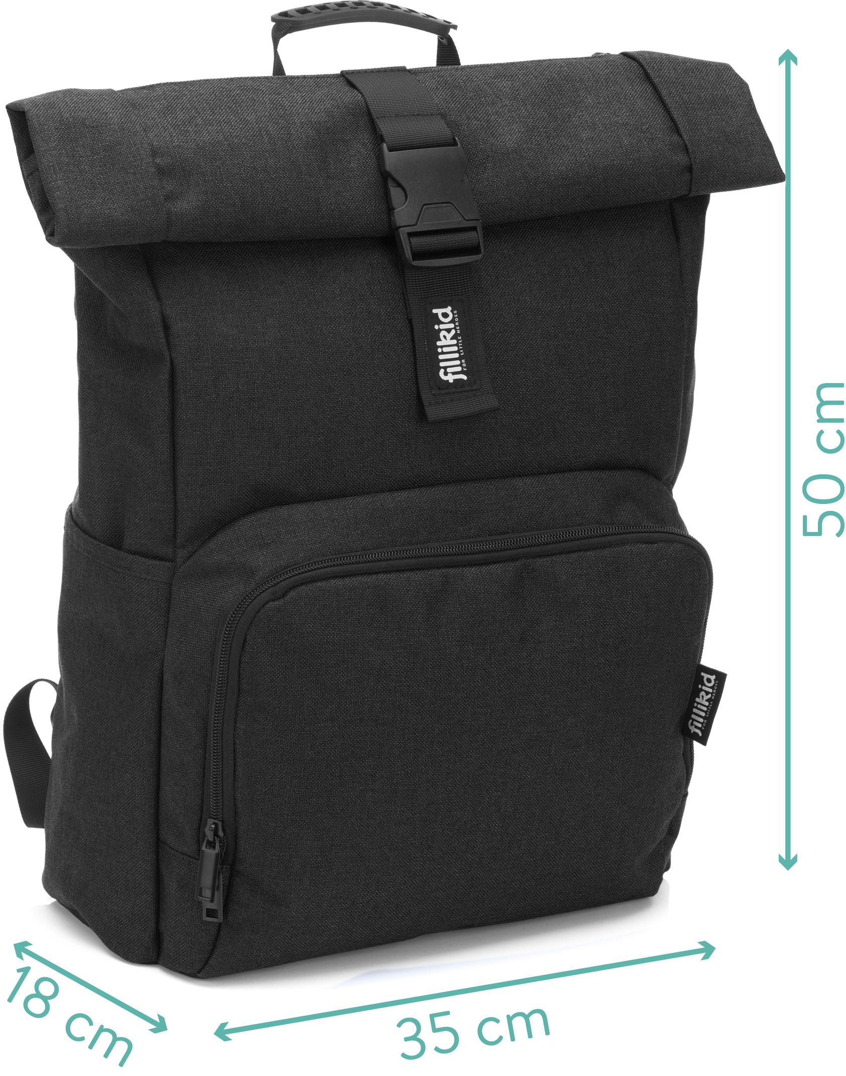 Fillikid Wickelrucksack »Tokio, schwarz melange«, mit Wickelauflage und Volumenerweiterung