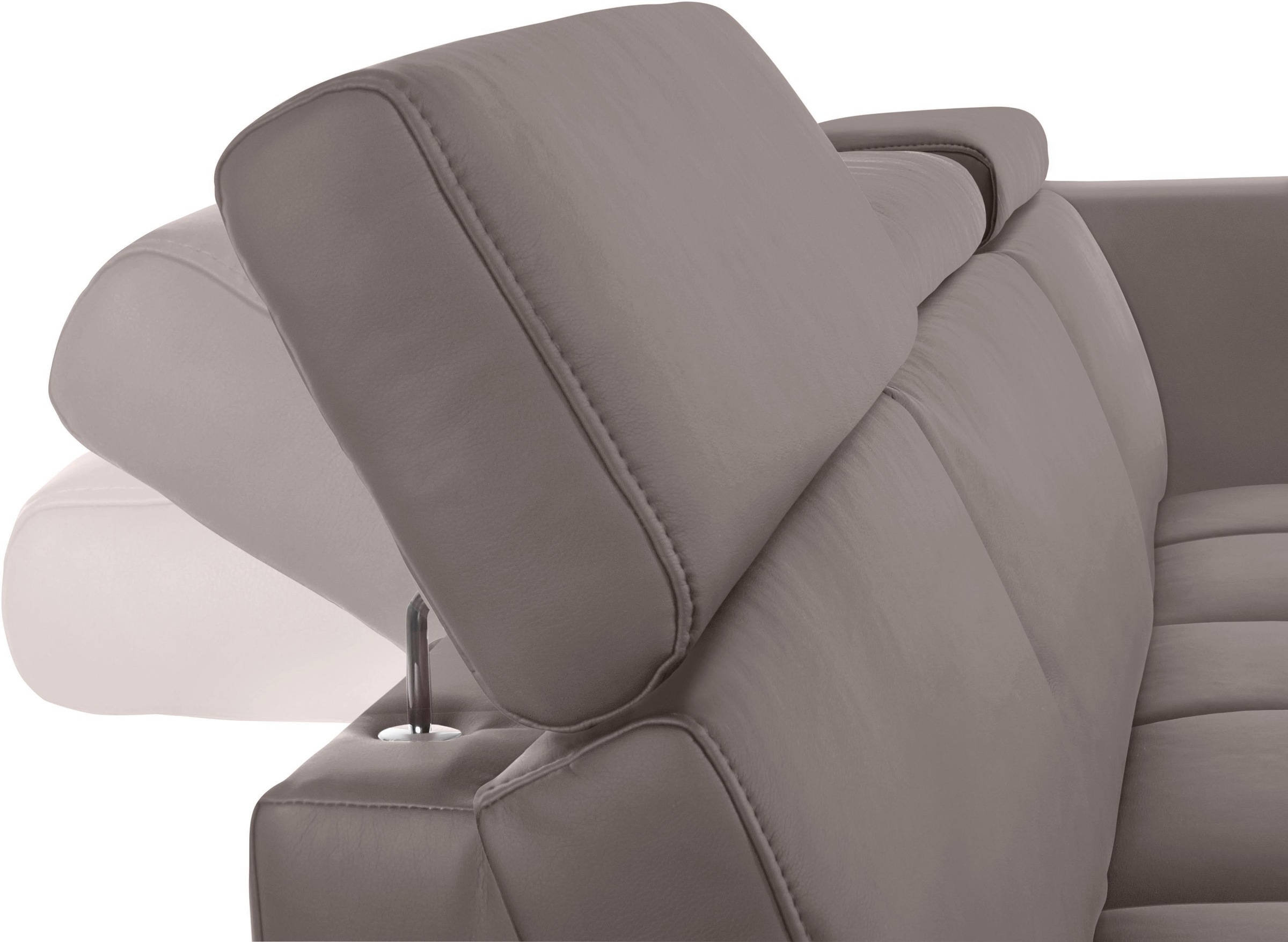 DOMO collection Ecksofa »Ava, moderne Sitzheftung mit toller Doppelnaht, komfortabel, L-Form«, mit Ottomane, inkl. Federkern, wahlweise mit Kopfteilverstellungen