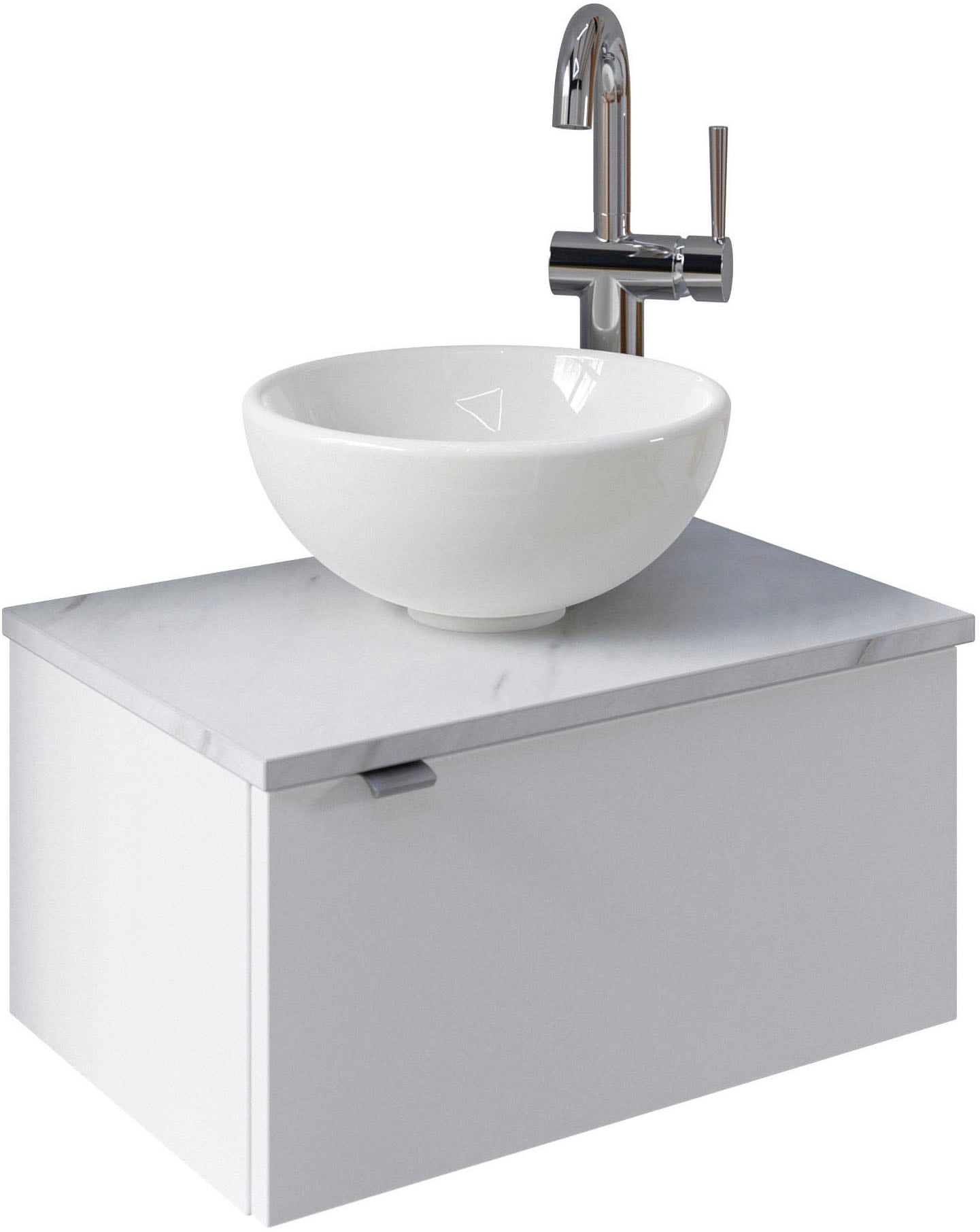Saphir Waschtisch »Serie 6915 Waschschale mit Unterschrank für Gästebad, Gäste WC«, 51 cm breit, 1 Tür, Waschtischplatte, kleine Bäder, ohne Armatur
