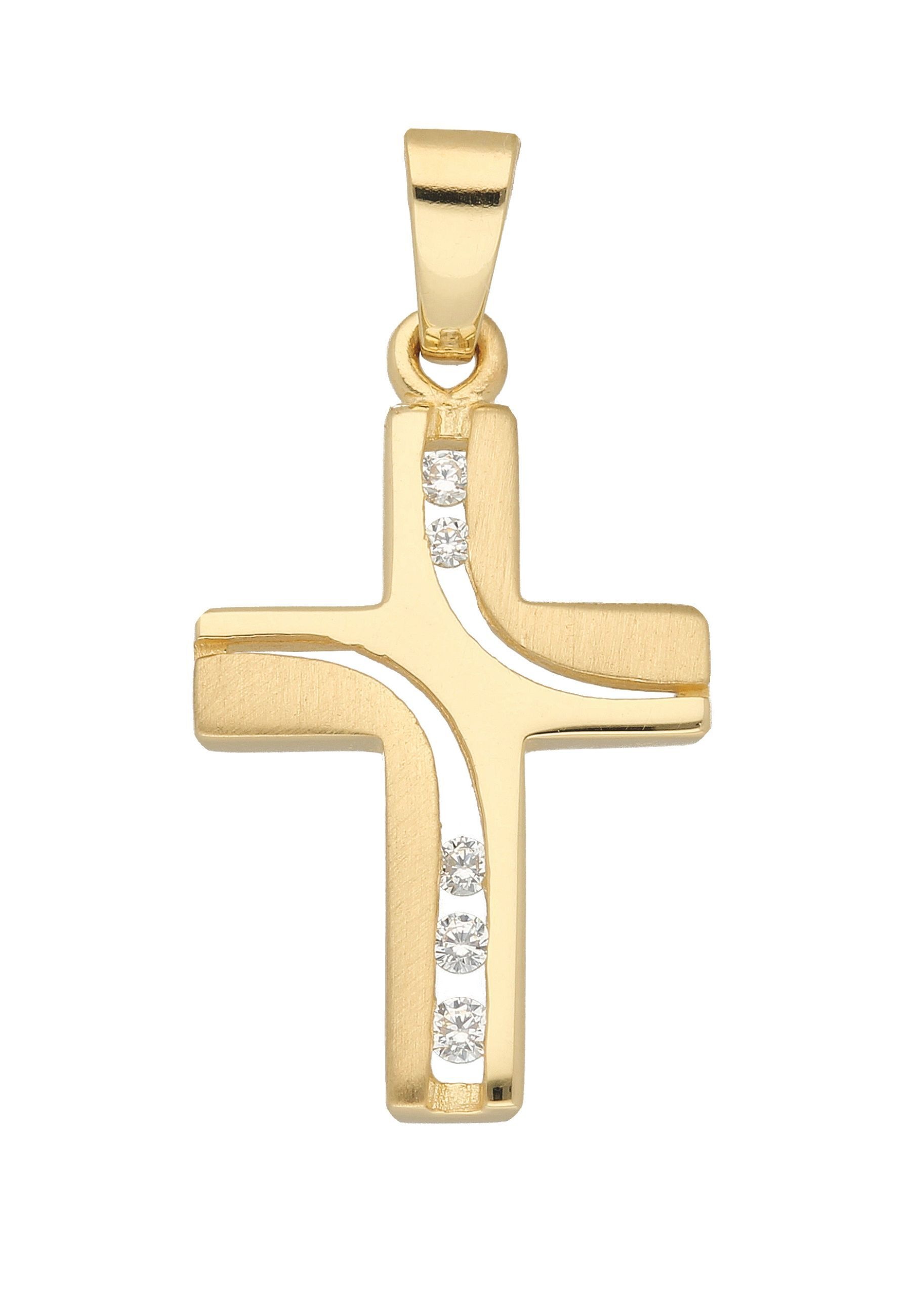 ADELIA ́S Damen Kreuzanhänger "Damen & Herren 333 Gold Kreuz Anhänger mit Zirkonia", Gold, gold, Gold, Schmuckanhänger, mit Zirkonia für Damen & 