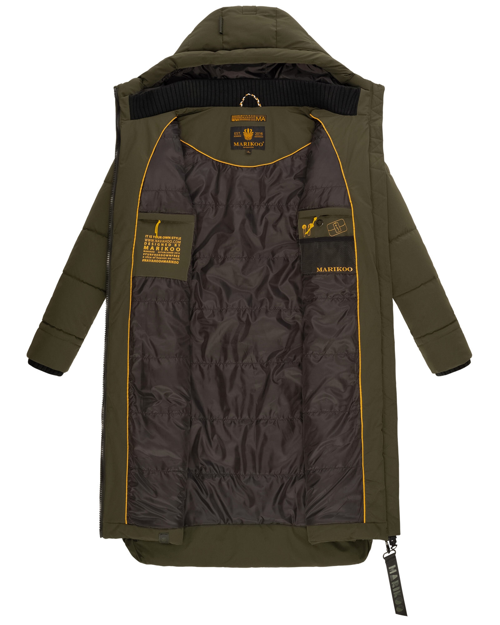 Marikoo Winterjacke »Benikoo«, langer Winter Mantel gesteppt