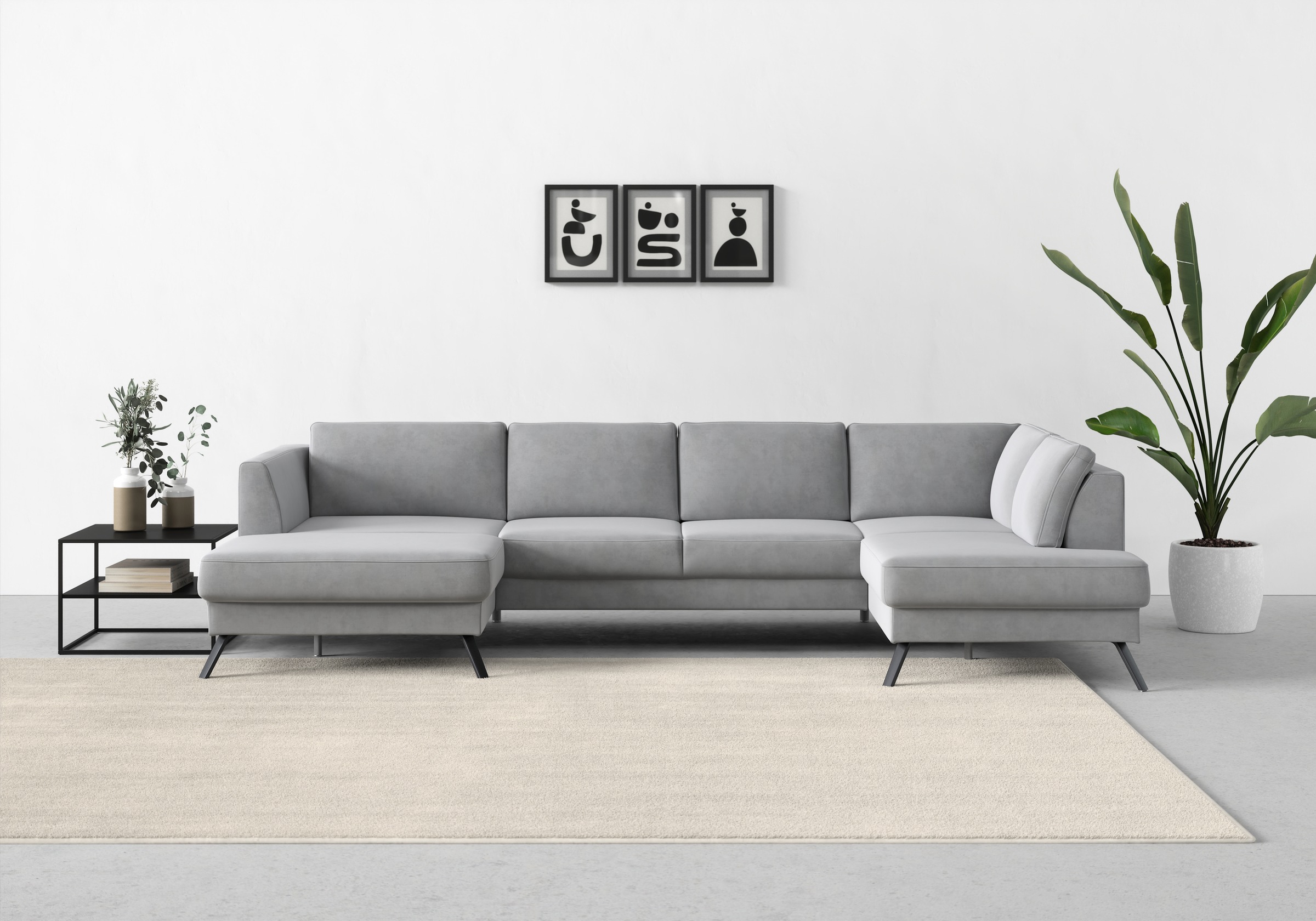 sit&more Wohnlandschaft »Lindholm U-Form«, mit Sitztiefenverstellung und Federkern