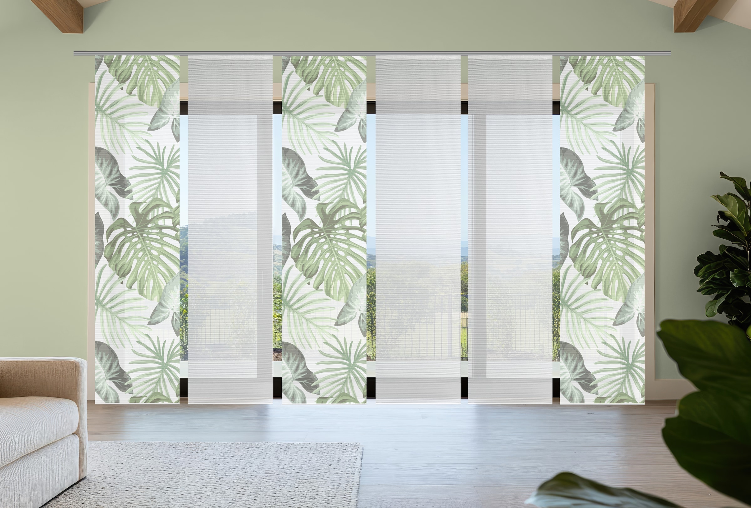 Vision S Schiebegardine »SANJA« Paneelwagen 6 Stk. tlg. Schiebevorhang,Bambusoptik,Digitaldruck,SET