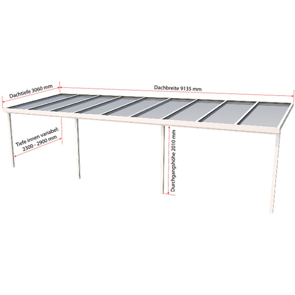 GUTTA Terrassendach »Premium«, BxT: 914x306 cm, Dach Polycarbonat klar