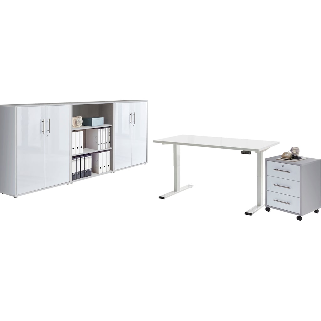BMG Möbel Büromöbel-Set »Tabor«, (Set, 5 St.), mit elektrisch höhenverstellbarem Schreibtisch