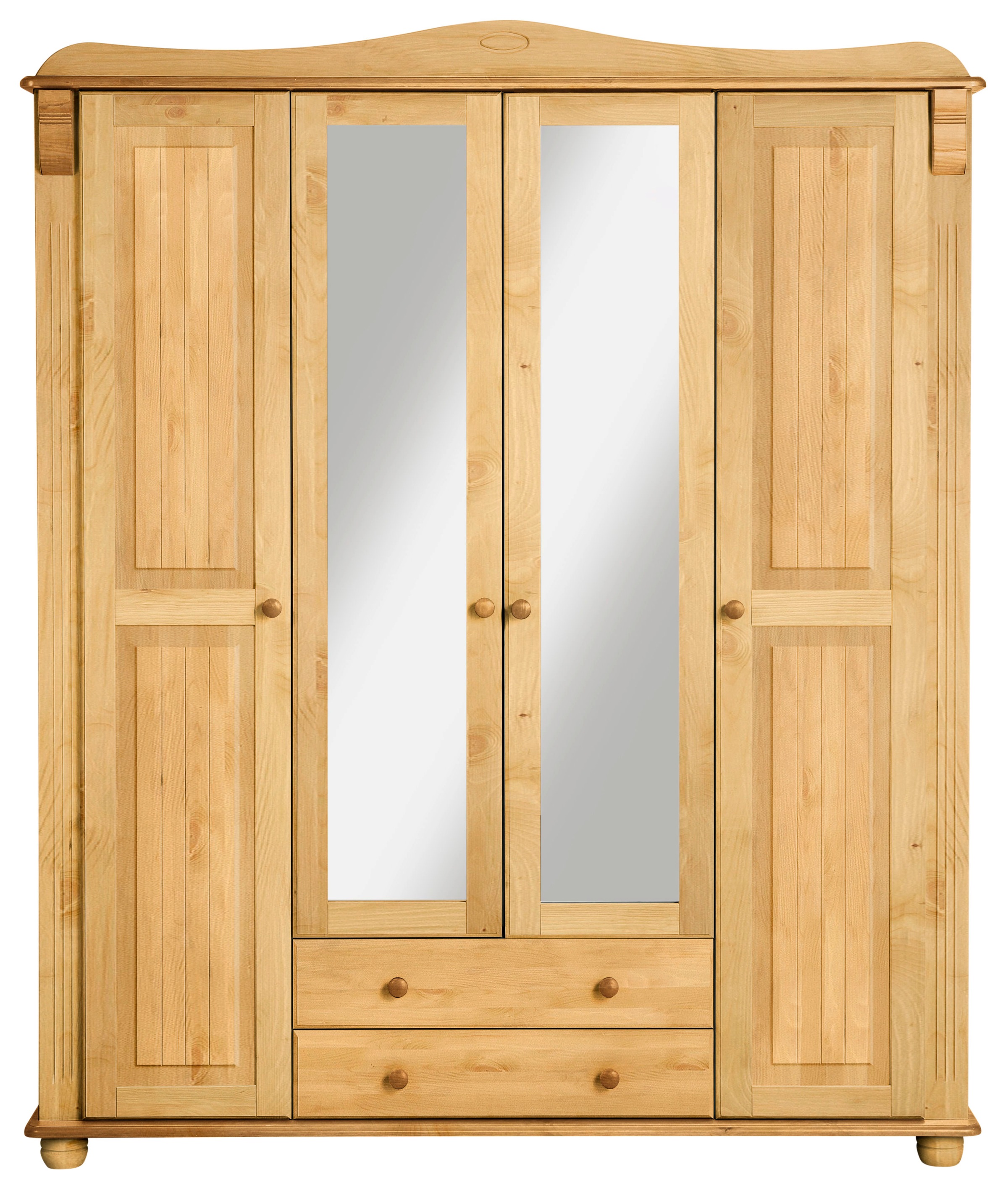 Home affaire Kleiderschrank »Adele«, (4 Breiten: 92/130/169/207 H/T ca. 191/54 cm), aus massiver Kiefer,Spiegel beim 4-und 5-trg.Schrank, Innenausstattung