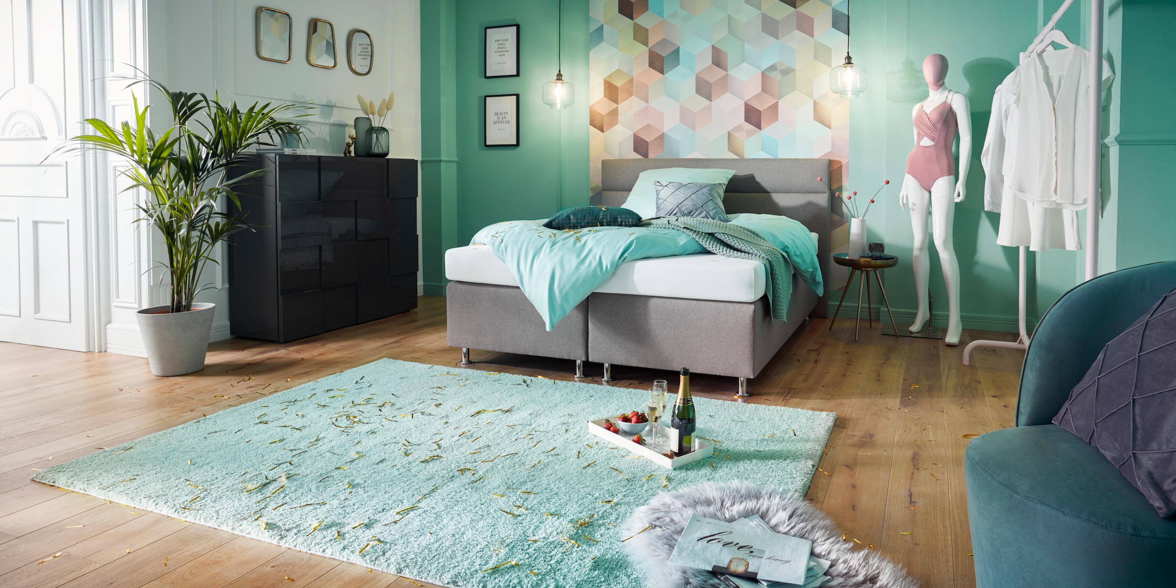 INOSIGN Highboard »Dama Höhe 111 cm, Breite 121 cm, Kommode 2 Türen, Hochkommode«, Front in 3D-Optik, viel Stauraum, verschiedene Farben