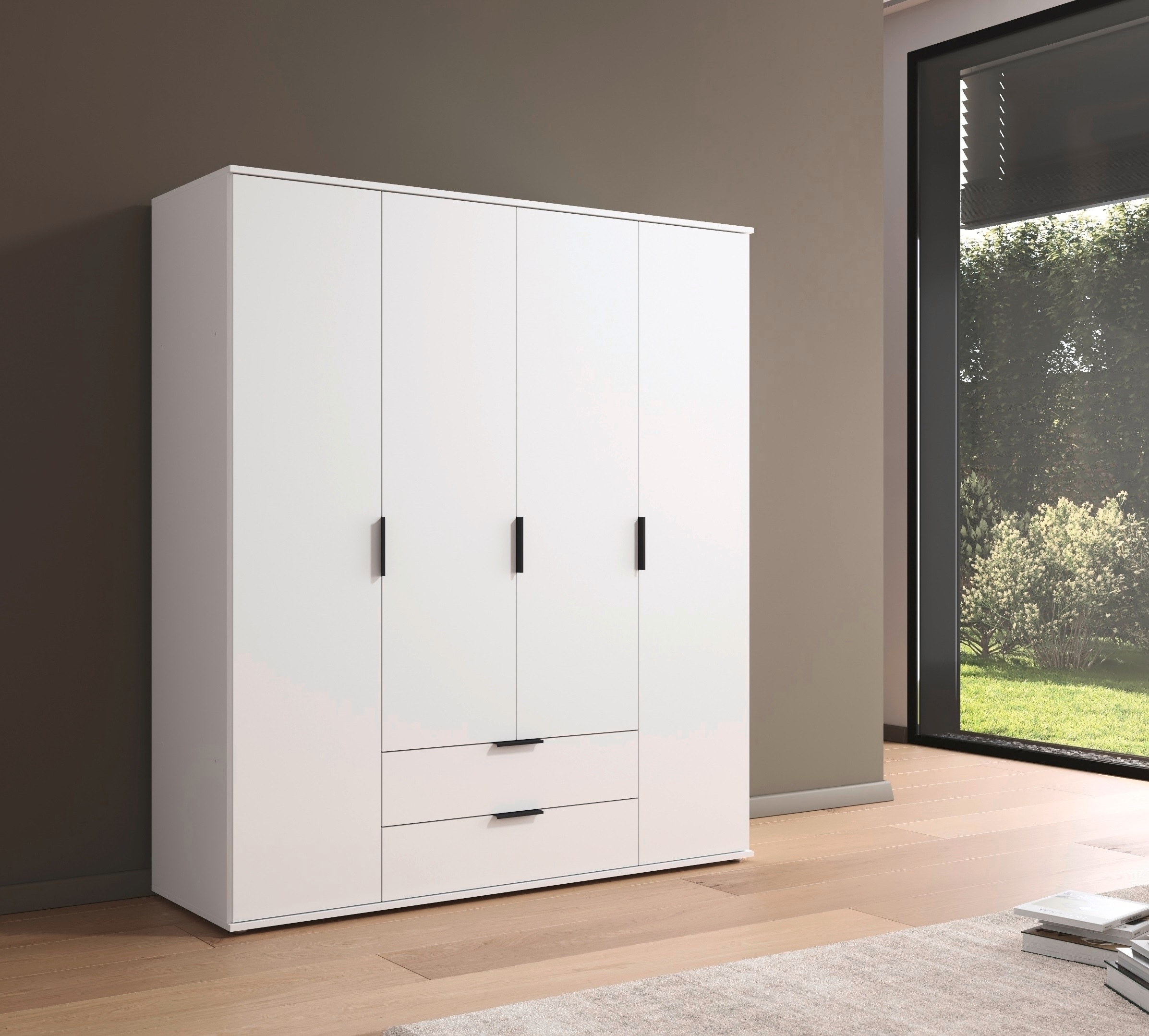 rauch Drehtürenschrank »Kleiderschrank Schrank Garderobe Wäscheschrank ESSEA in 2 Breiten«, mit 2 Schubladen, in schlichtem Design, moderne Griffe MADE IN GERMANY