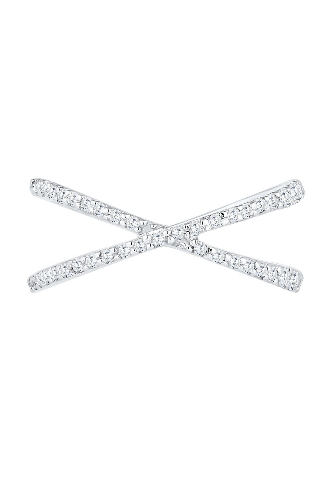 Elli Fingerring »Silberring Kreuz mit Zirkonia 925 Silber«